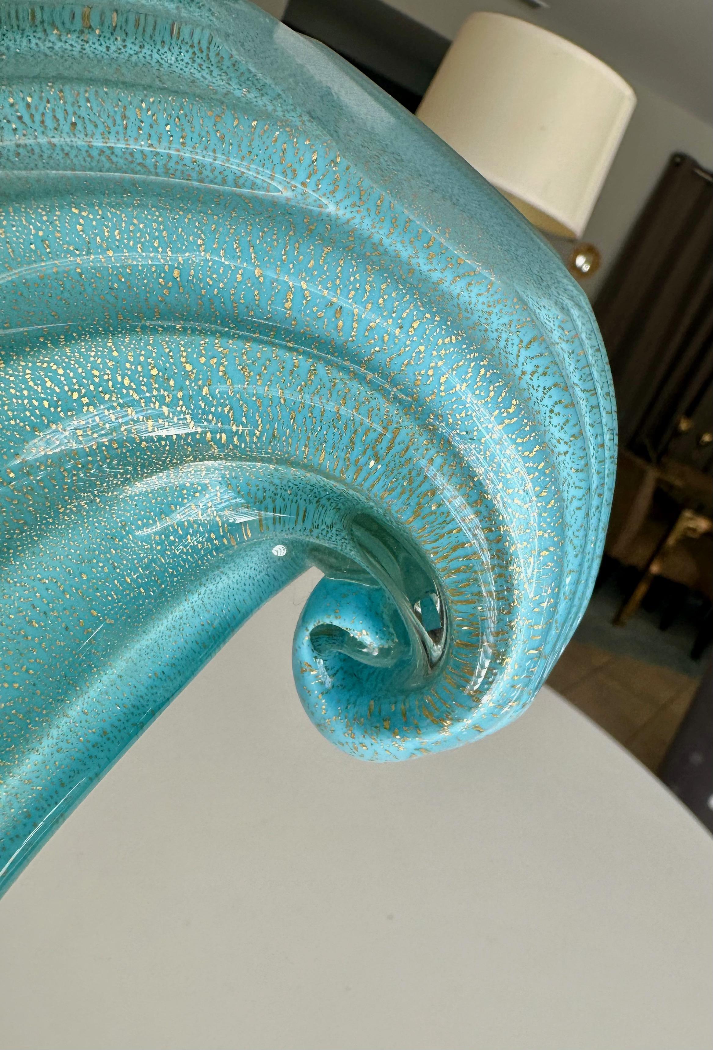 Murano Barbini Venetian Baby Blue Conch Seashell Bowl im Angebot 5