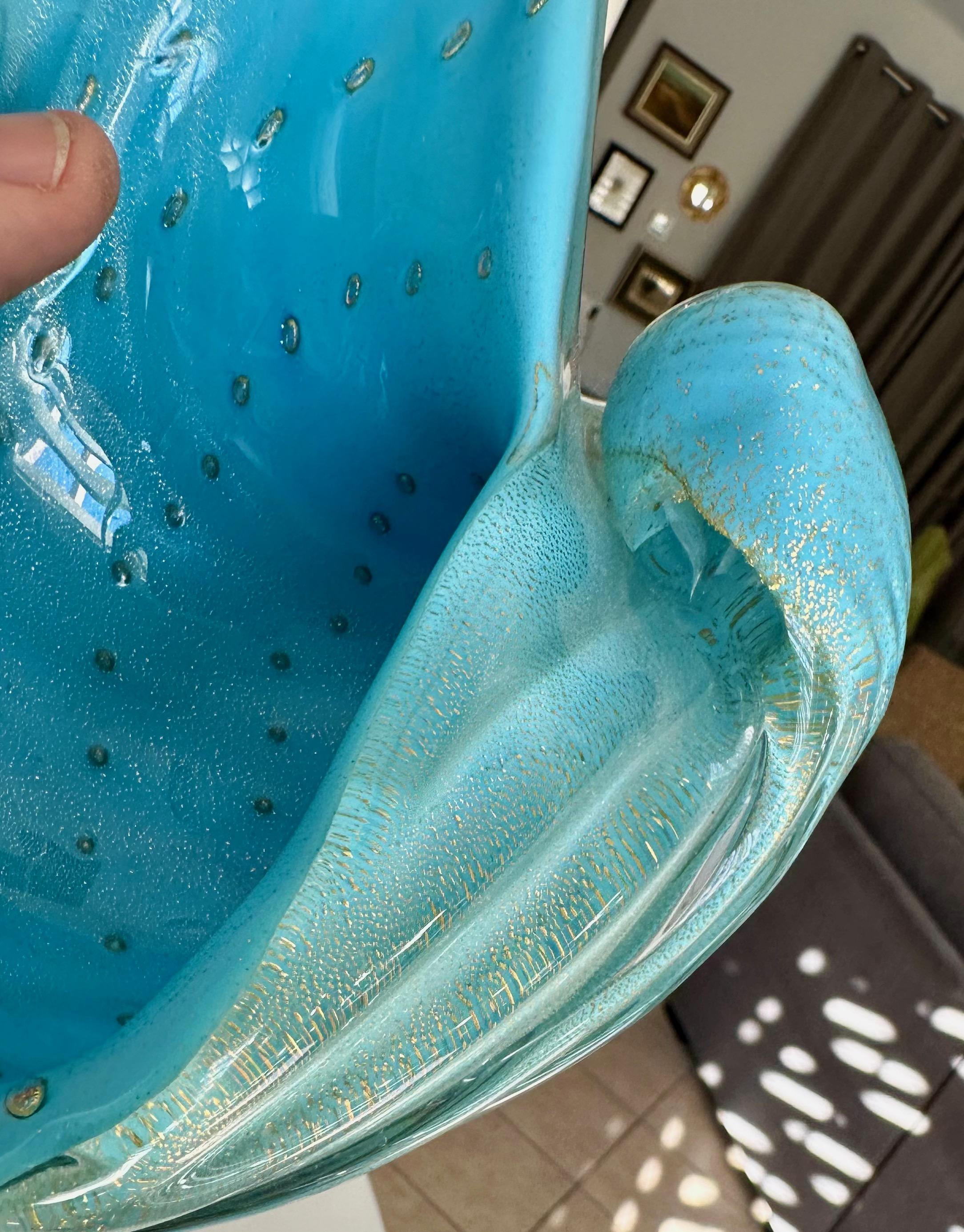 Murano Barbini Venetian Baby Blue Conch Seashell Bowl im Angebot 6