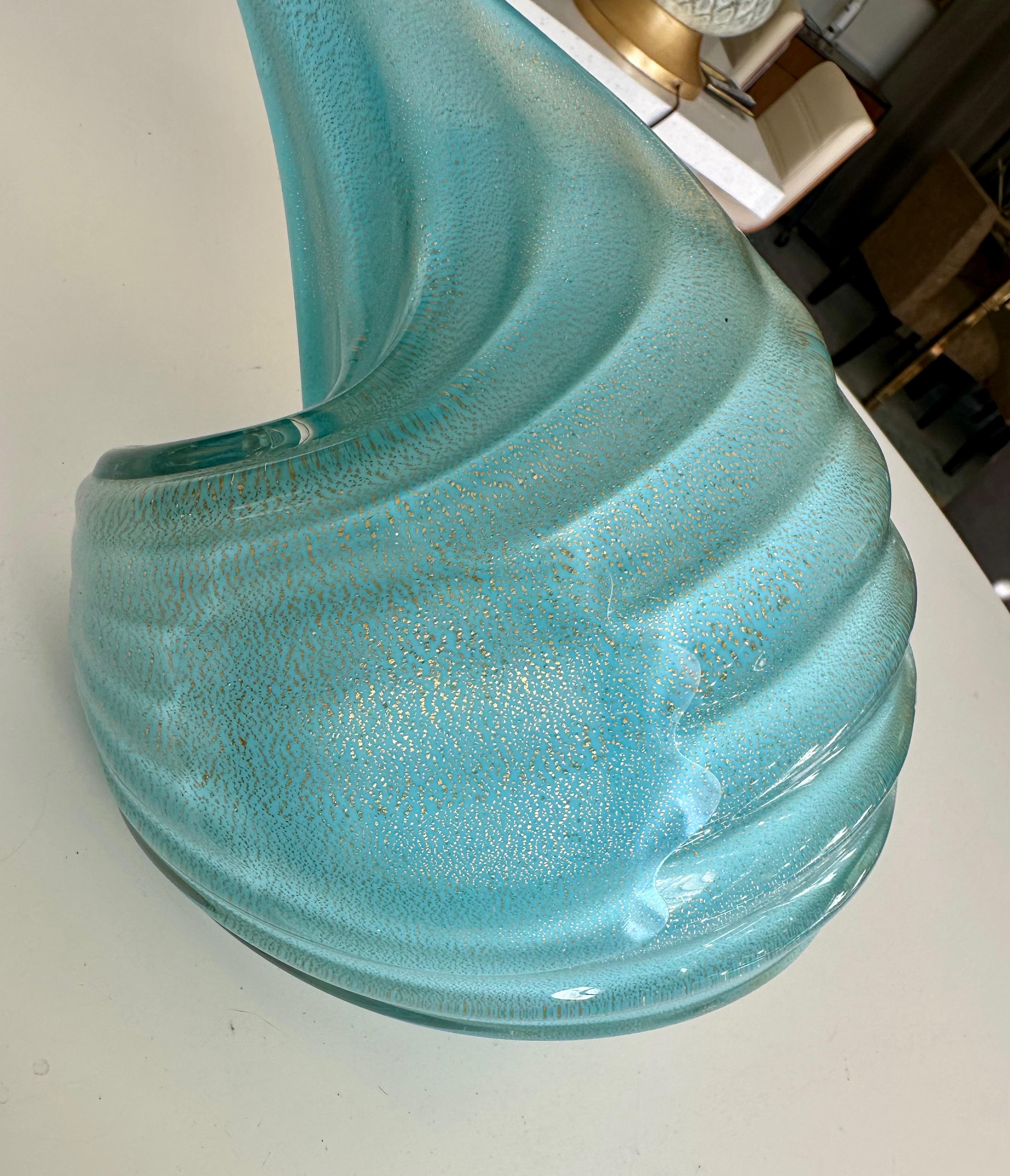 Murano Barbini Venetian Baby Blue Conch Seashell Bowl im Angebot 8