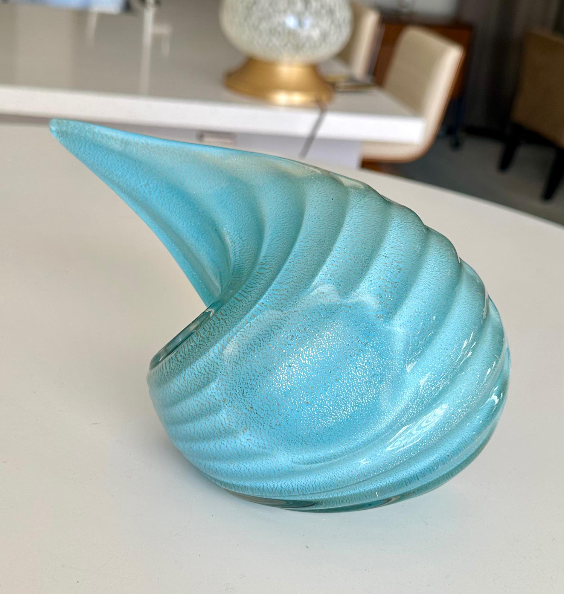 Murano Barbini Venetian Baby Blue Conch Seashell Bowl im Angebot 9