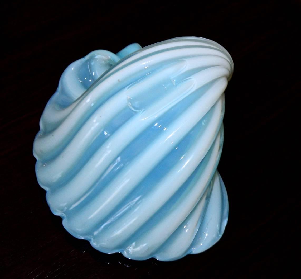 Murano Barbini Venetian Baby Blue Conch Seashell Centrepiece Bowl For Sale 9