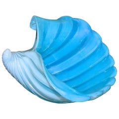 Murano Barbini Venetian Baby Blue Conch Seashell Centrepiece Bowl