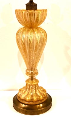Murano Barovier and Toso Murano Glass 'Cordonato d'oro' Baluster Table Lamp Base