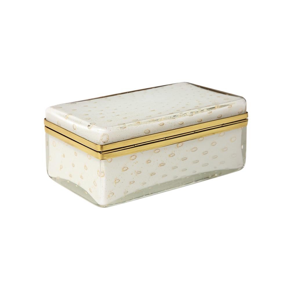 Italian Murano Barovier & Toso Glass Box, Gold, Brass, Hinged. For Sale