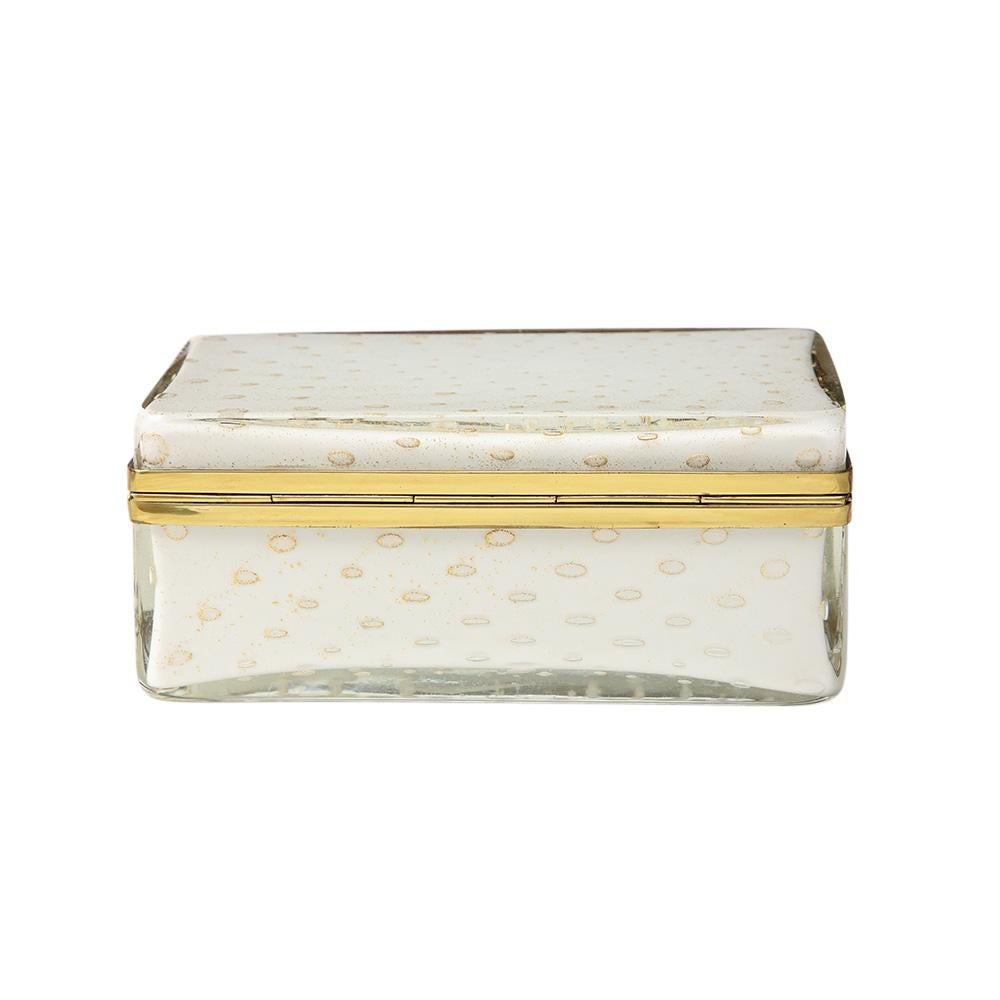Murano Barovier & Toso Glass Box, Gold, Brass, Hinged. In Good Condition For Sale In New York, NY