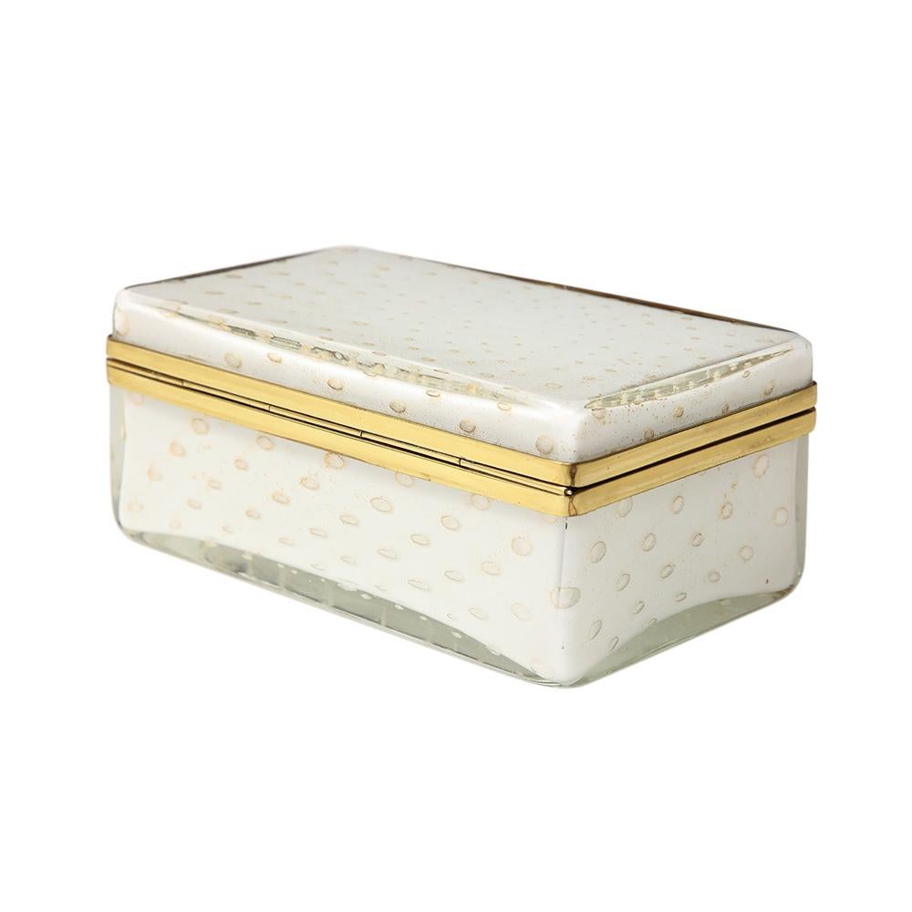 Mid-20th Century Murano Barovier & Toso Glass Box, Gold, Brass, Hinged. For Sale