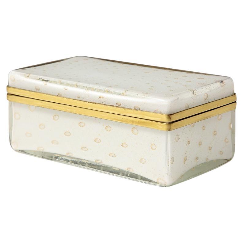 Caja de cristal de Murano Barovier & Toso, dorada, latón, con bisagra.
