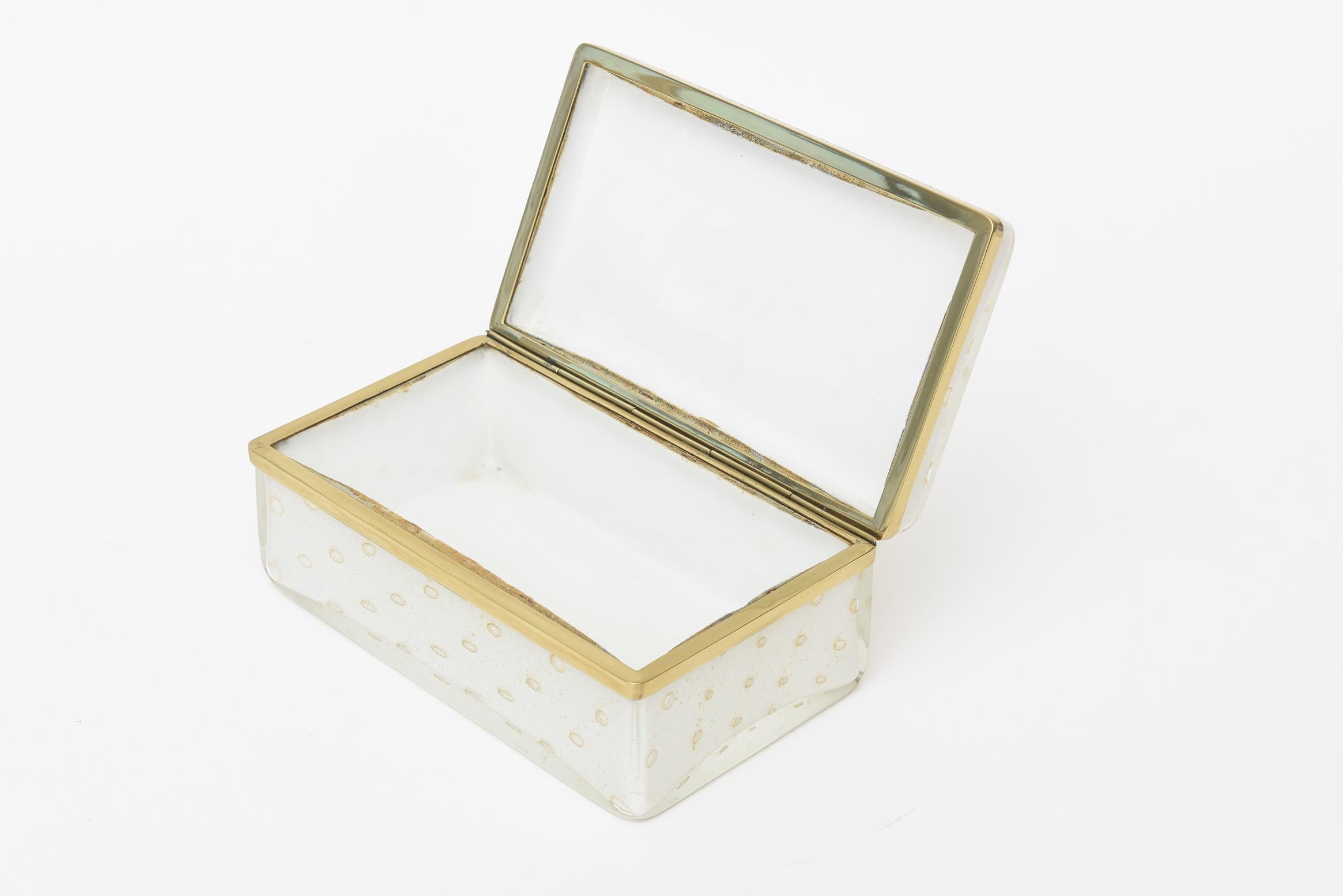 Murano Barovier e Toso Gold Aventurine Hinged Glass Box Mid-Century Modern 2