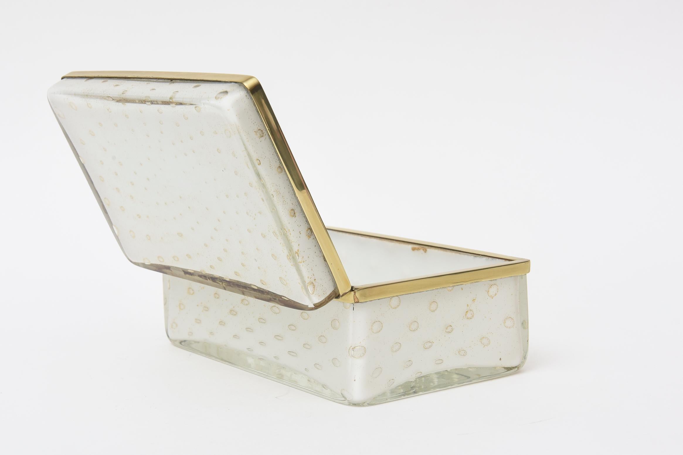 Murano Barovier e Toso Gold Aventurine Hinged Glass Box Mid-Century Modern 3