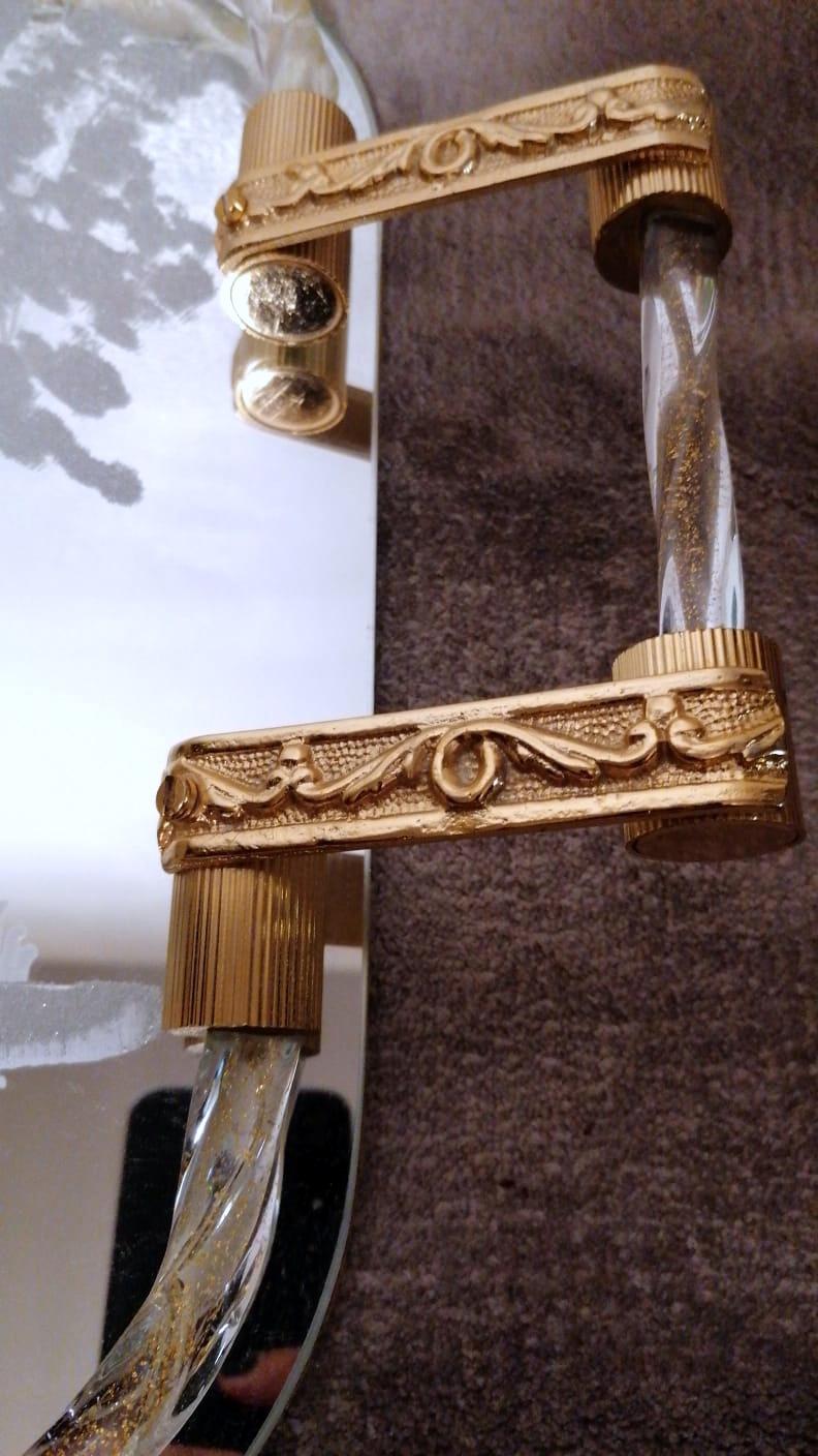 Murano Barovier Style Vanity Tray with Etched Mirror and Twisted Glass Rope In Good Condition For Sale In Prato, Tuscany