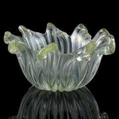 Murano Barovier Toso schillernde Goldflecken italienisches Kunstglas Scherenschnitt-Schale
