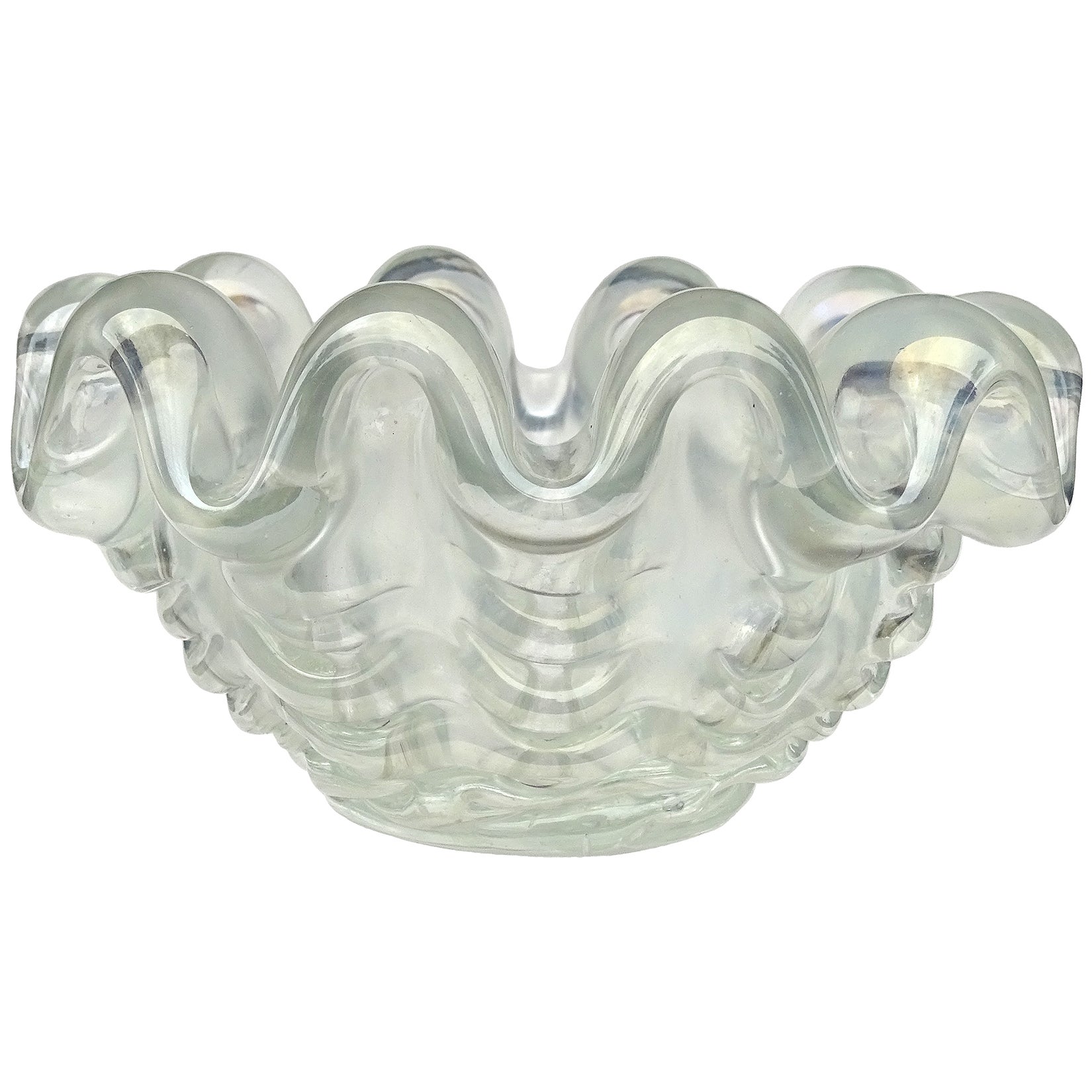Murano Barovier Toso schillernde italienische Kunst Glas Skulptur Muschel Muschel Schale im Angebot