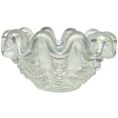 Murano Barovier Toso schillernde italienische Kunst Glas Skulptur Muschel Muschel Schale