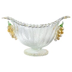 Murano Barovier Toso Plata Oro Moteado Uvas Vaso Compota Arte Italiano