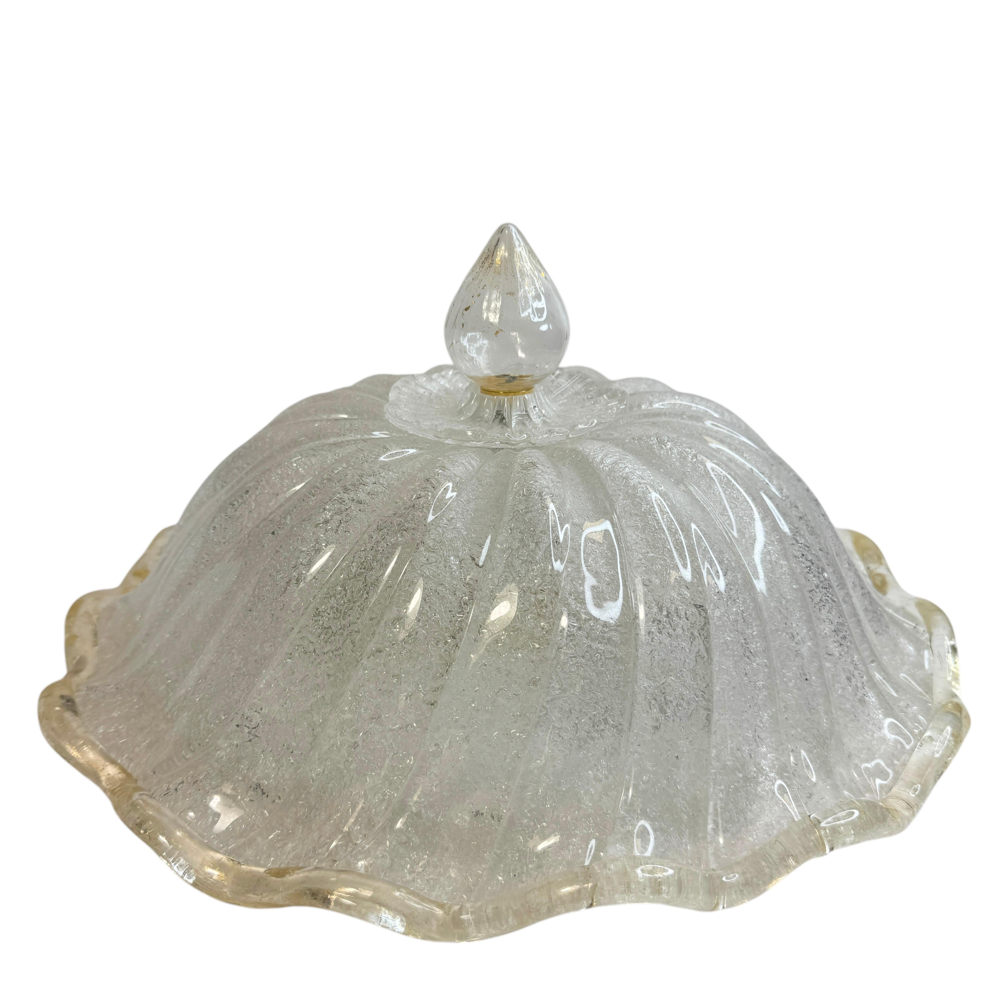 Murano Barovier Estilo Toso Flor de cristal y escamas de oro Flush Mount, Italia en venta 3