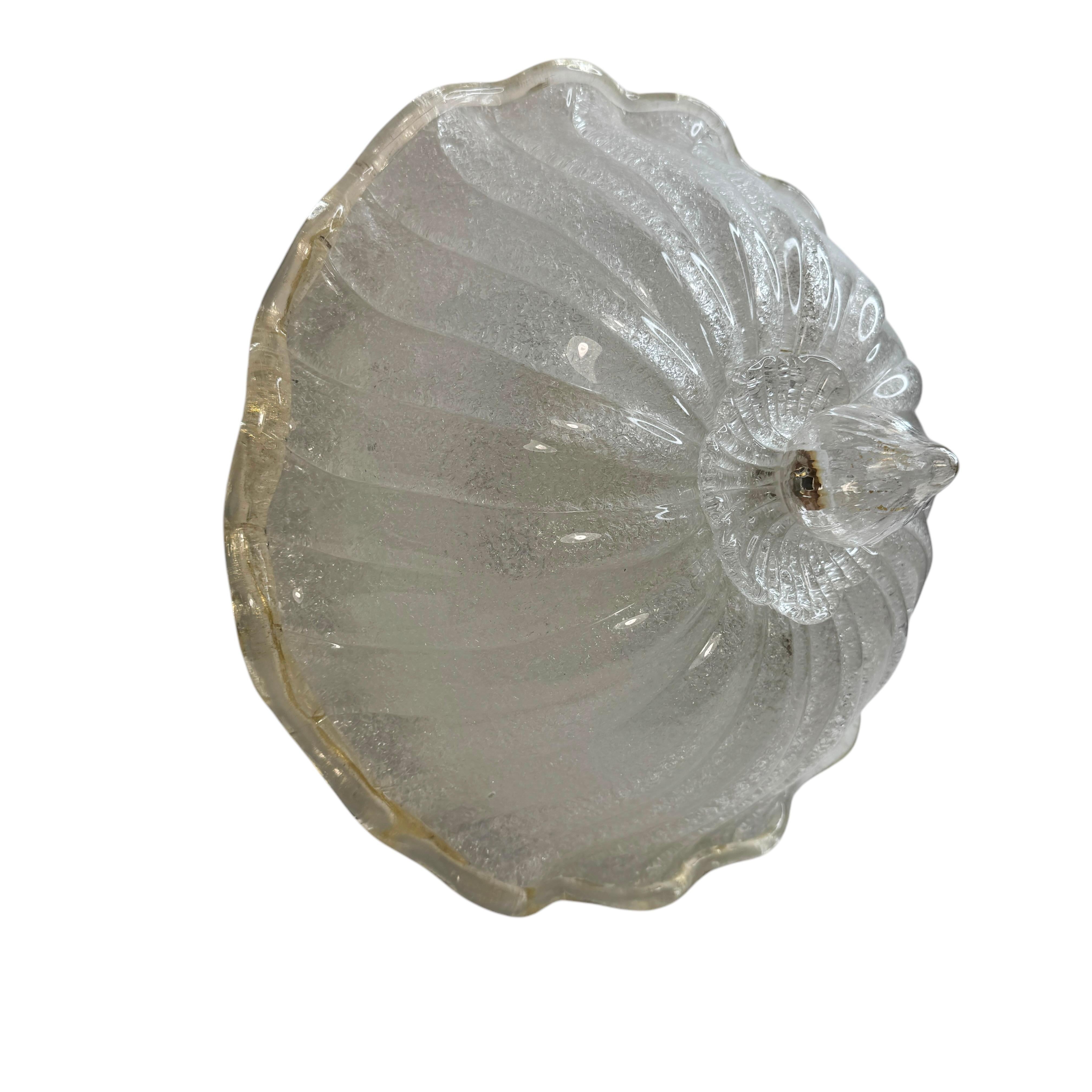 Murano Barovier Toso Style Glass & gold flake Glass Flower Flush Mount, Italy For Sale 3