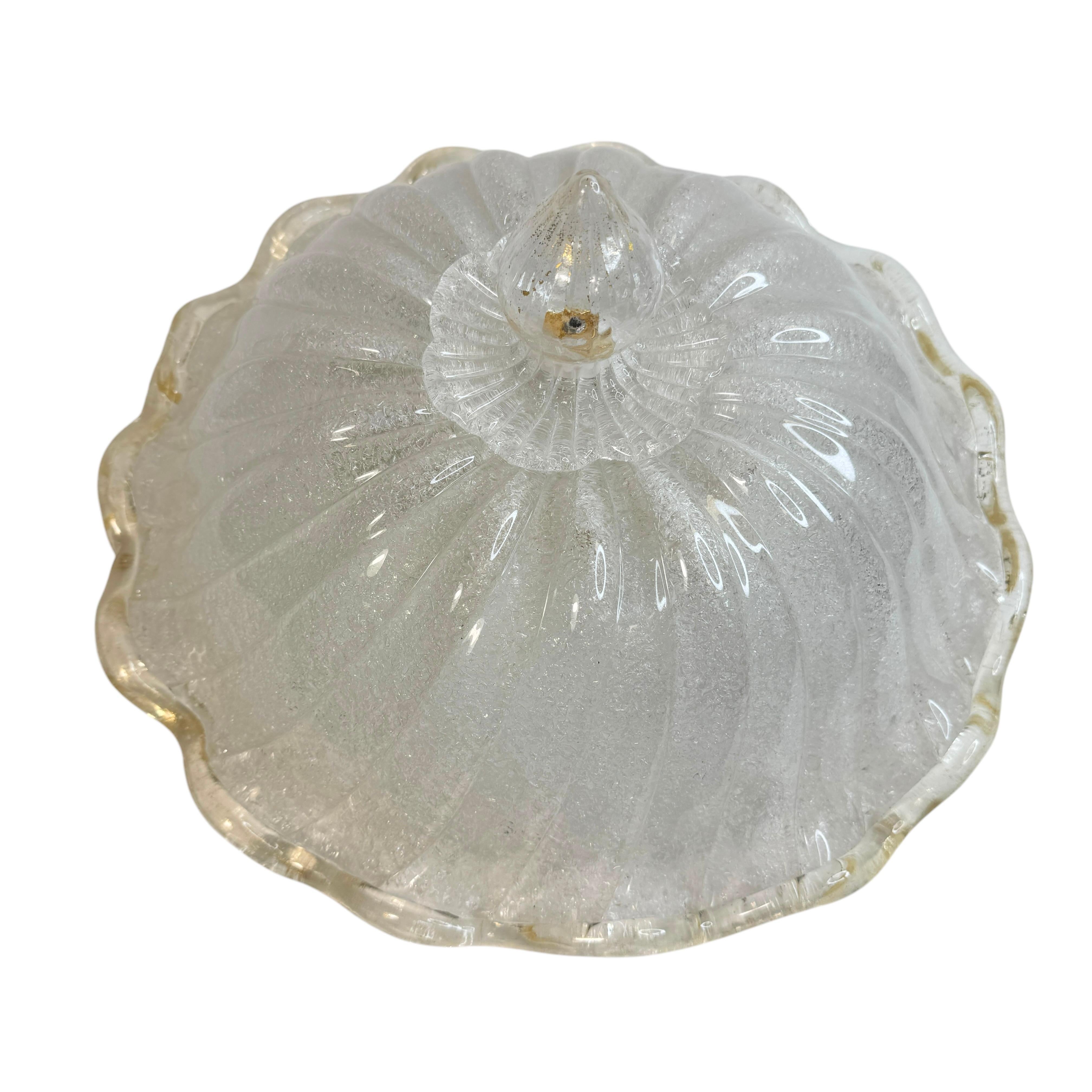 Murano Barovier Estilo Toso Flor de cristal y escamas de oro Flush Mount, Italia en venta 4