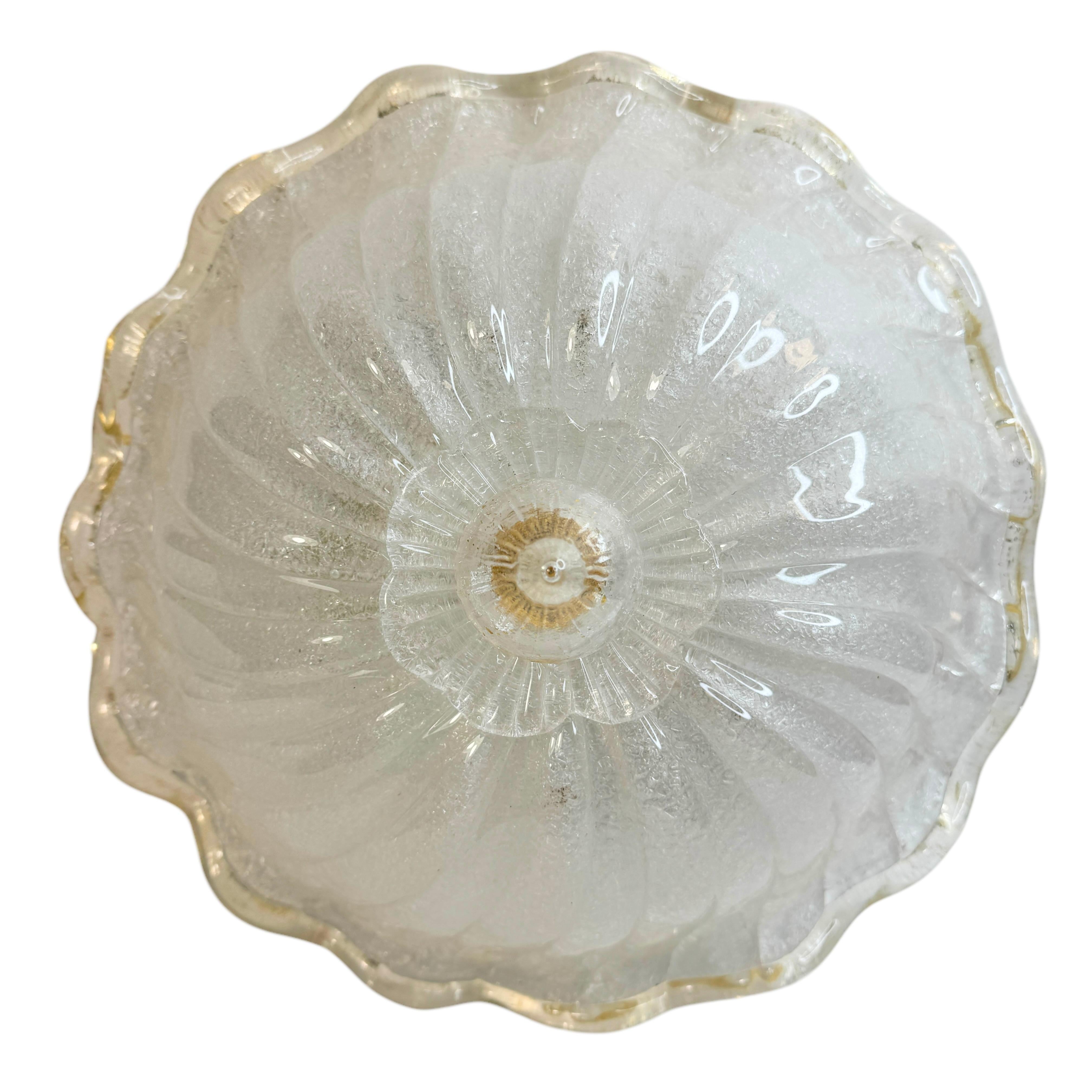 Murano Barovier Estilo Toso Flor de cristal y escamas de oro Flush Mount, Italia en venta 5