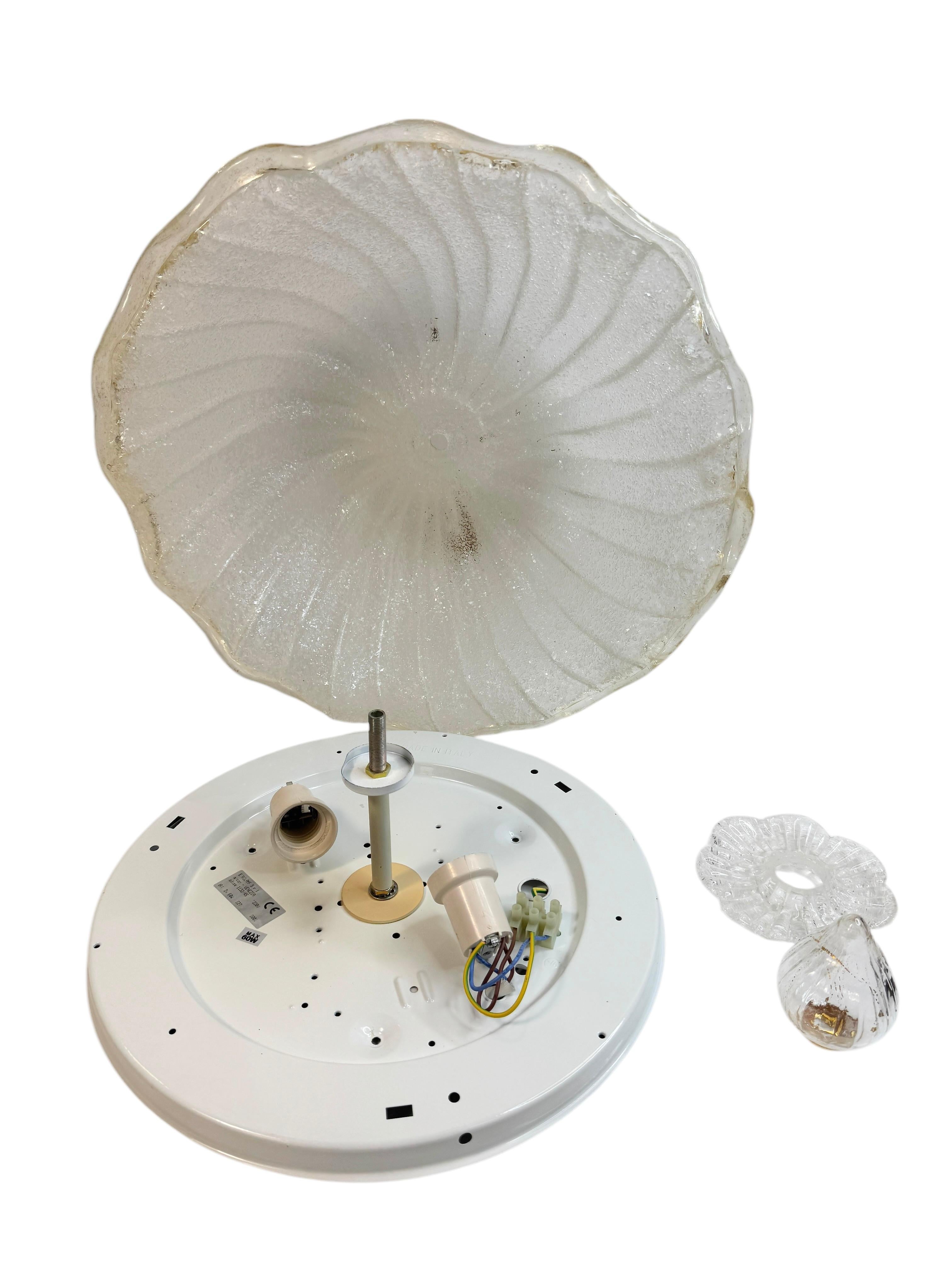 Murano Barovier Toso Style Glass & gold flake Glass Flower Flush Mount, Italy For Sale 5