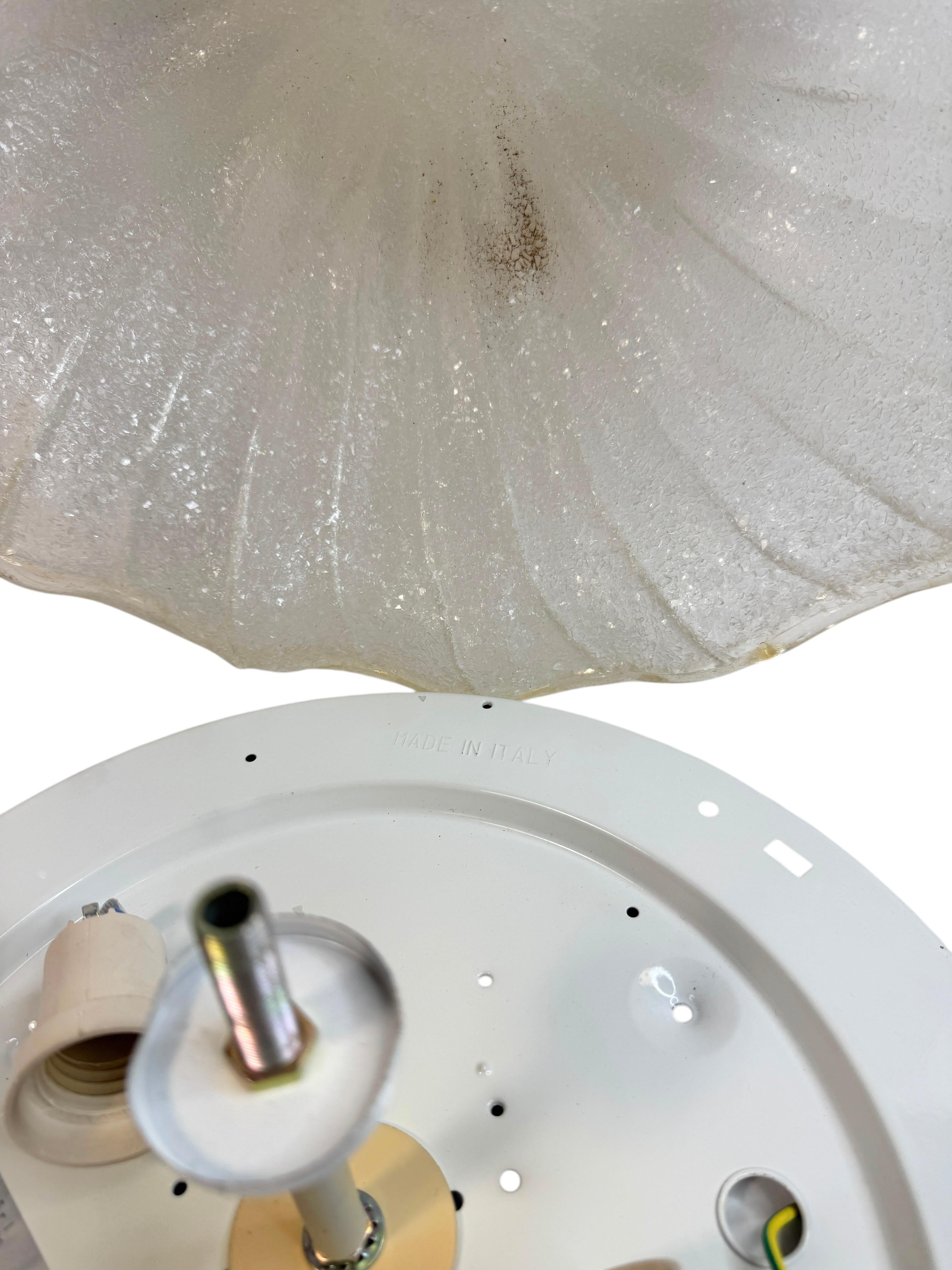 Murano Barovier Toso Style Glass & gold flake Glass Flower Flush Mount, Italy For Sale 6