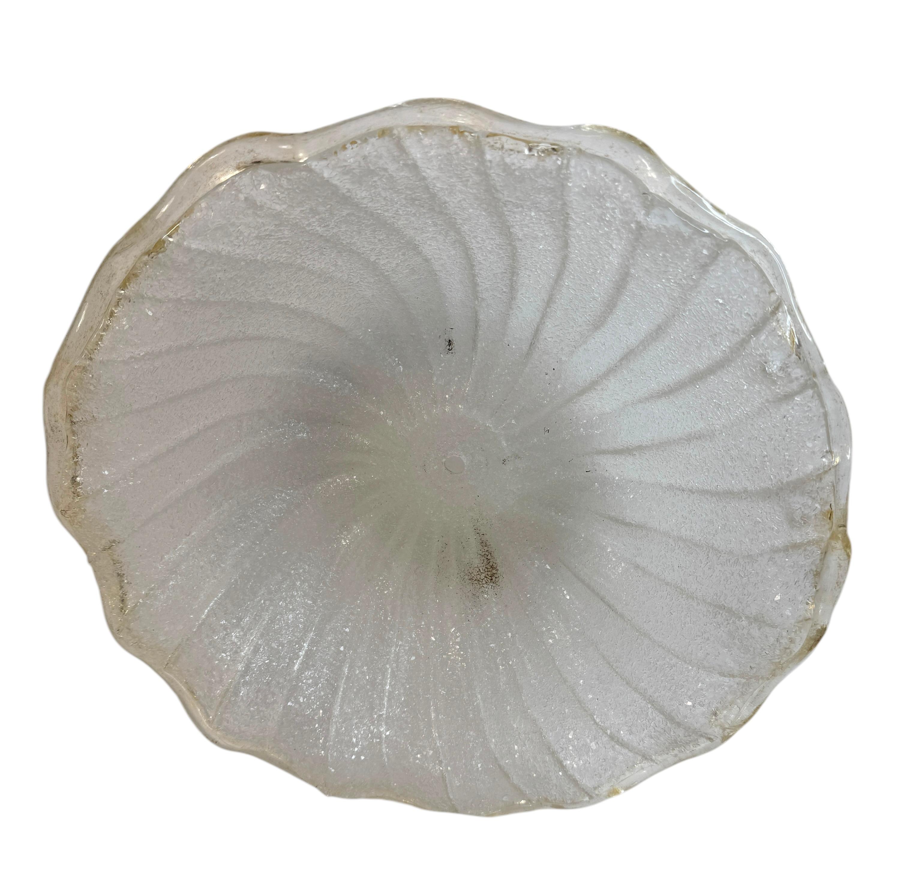 Murano Barovier Toso Style Glass & gold flake Glass Flower Flush Mount, Italy For Sale 7