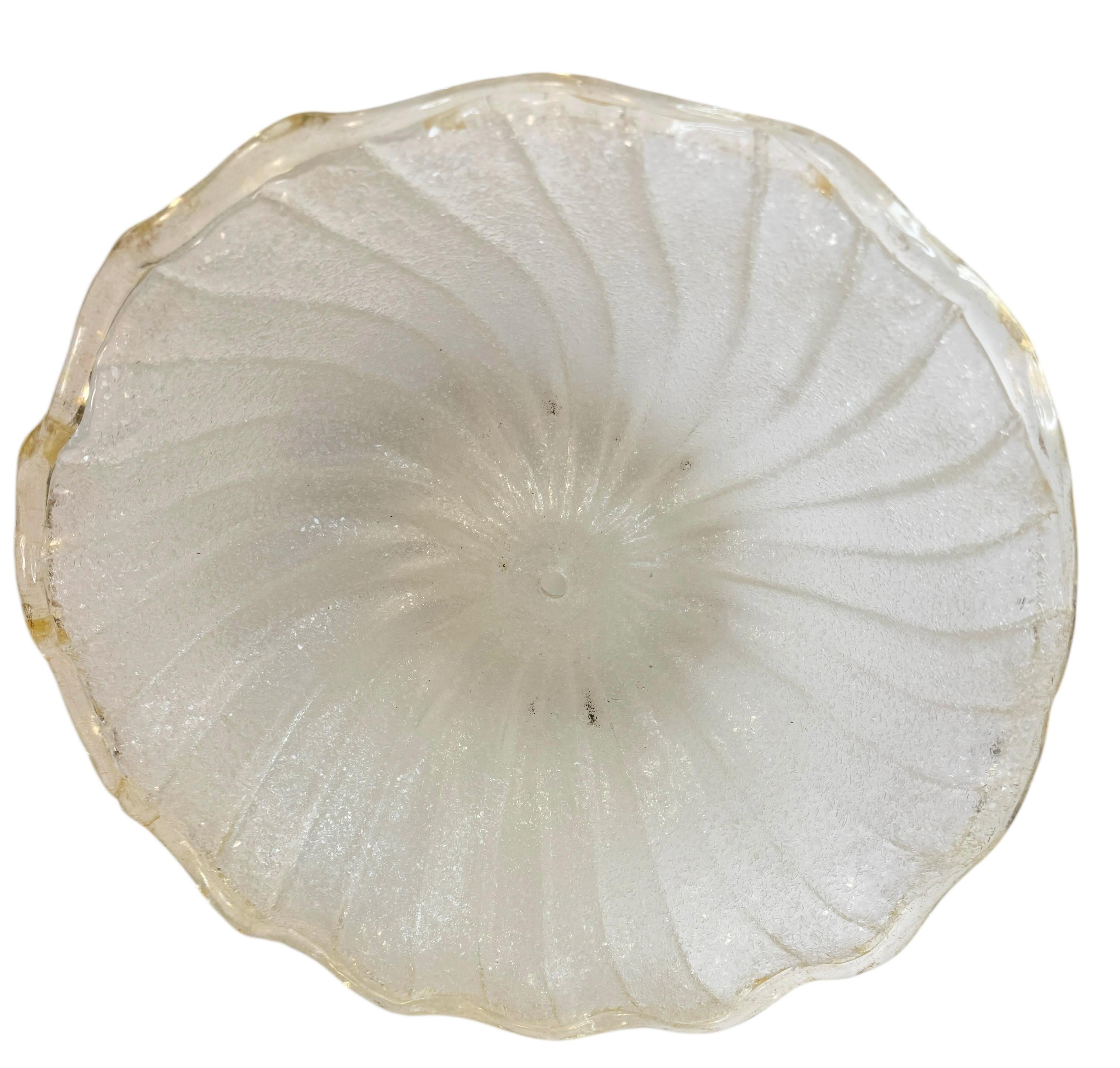 Murano Barovier Estilo Toso Flor de cristal y escamas de oro Flush Mount, Italia en venta 8