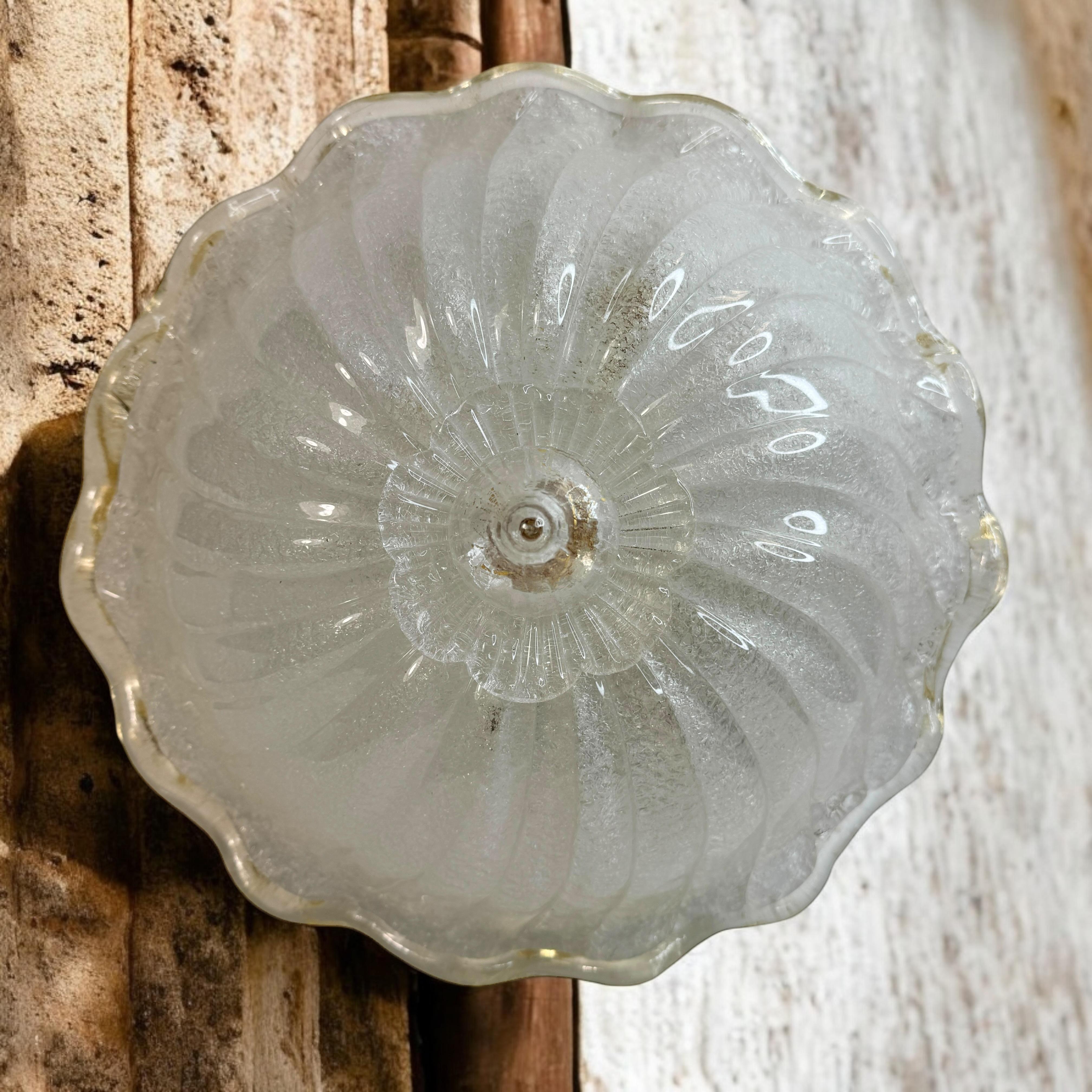 Murano Barovier Toso Style Glass & gold flake Glass Flower Flush Mount, Italy For Sale 8