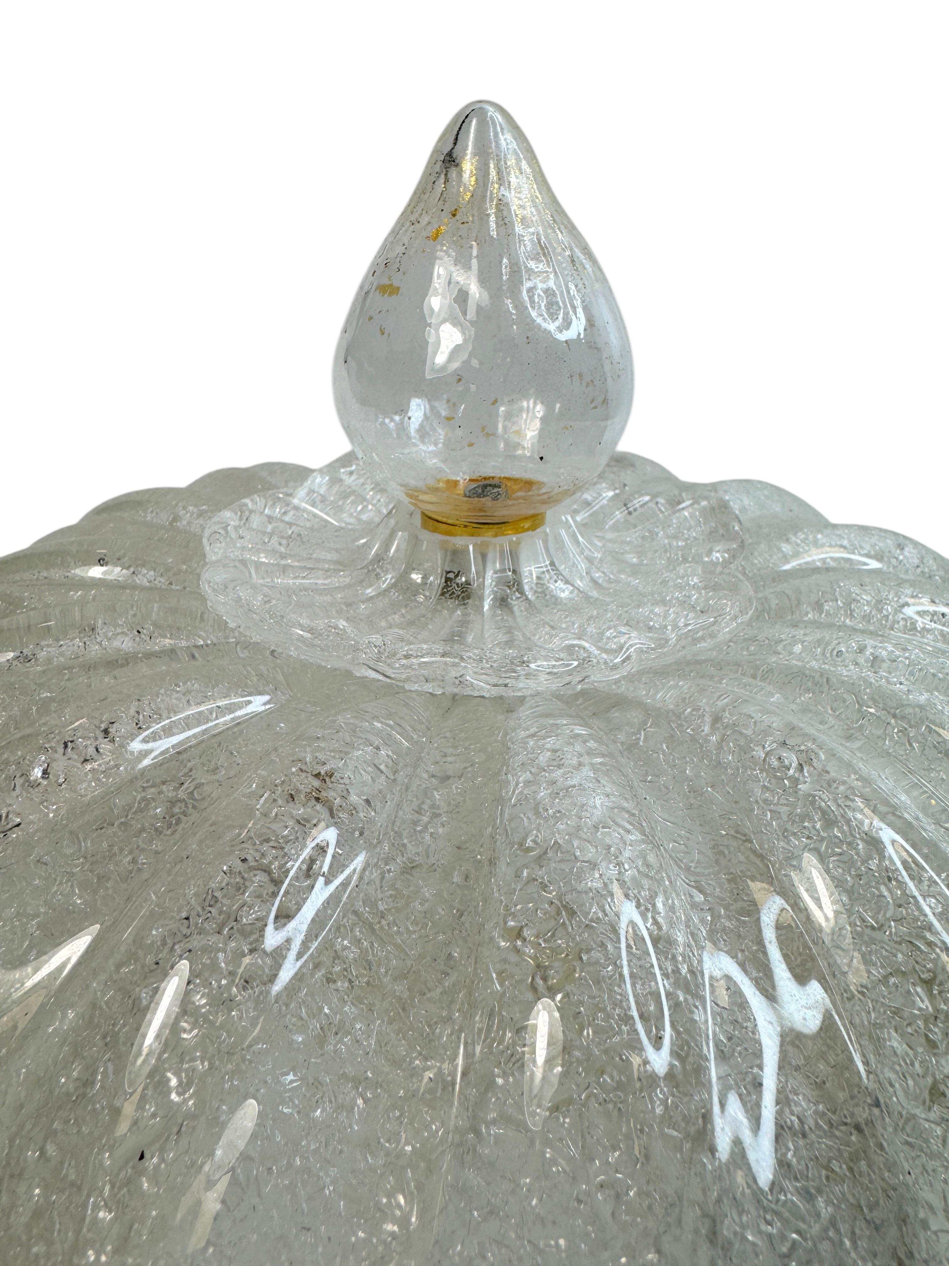 Murano Barovier Estilo Toso Flor de cristal y escamas de oro Flush Mount, Italia en venta 9