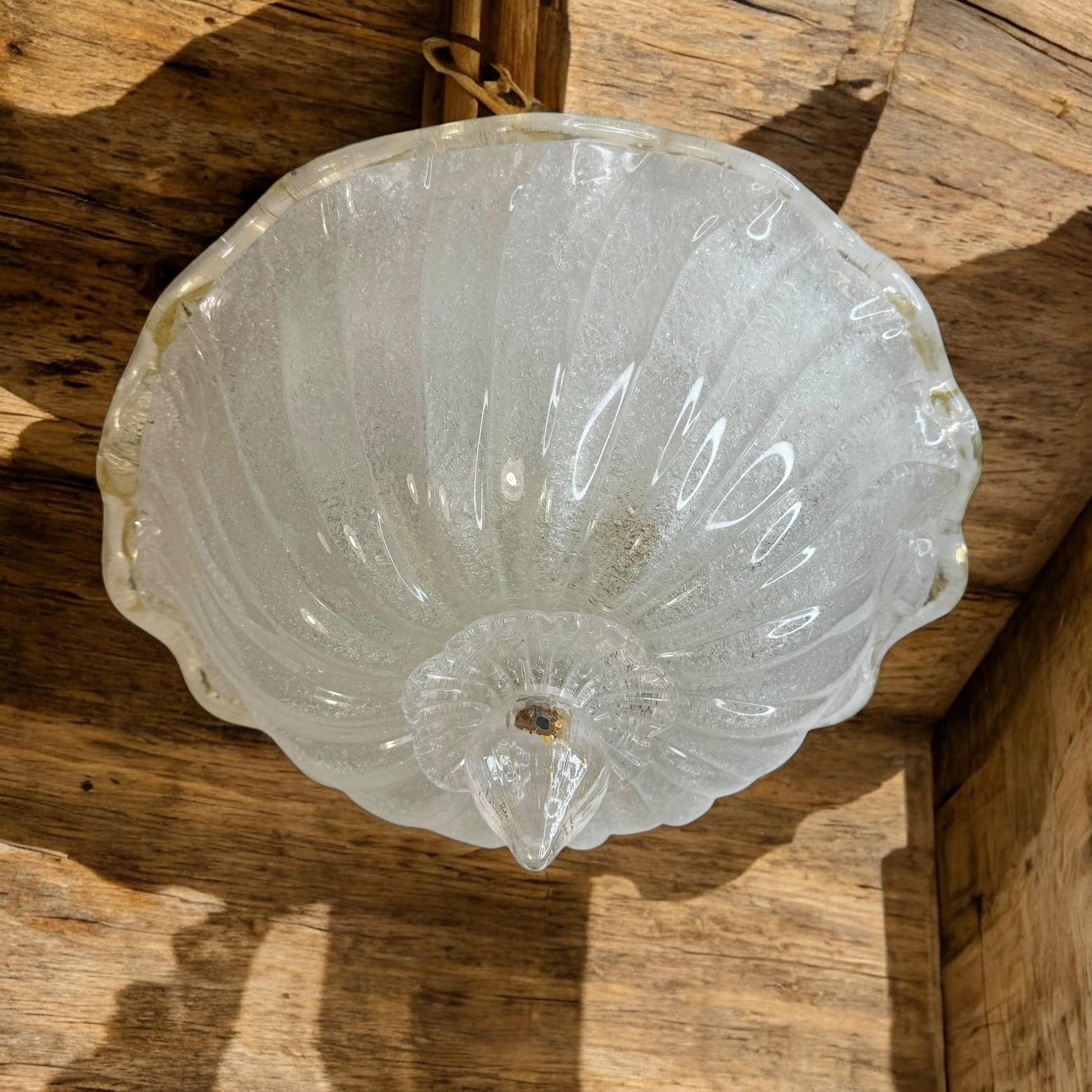Murano Barovier Toso Style Glass & gold flake Glass Flower Flush Mount, Italy For Sale 9