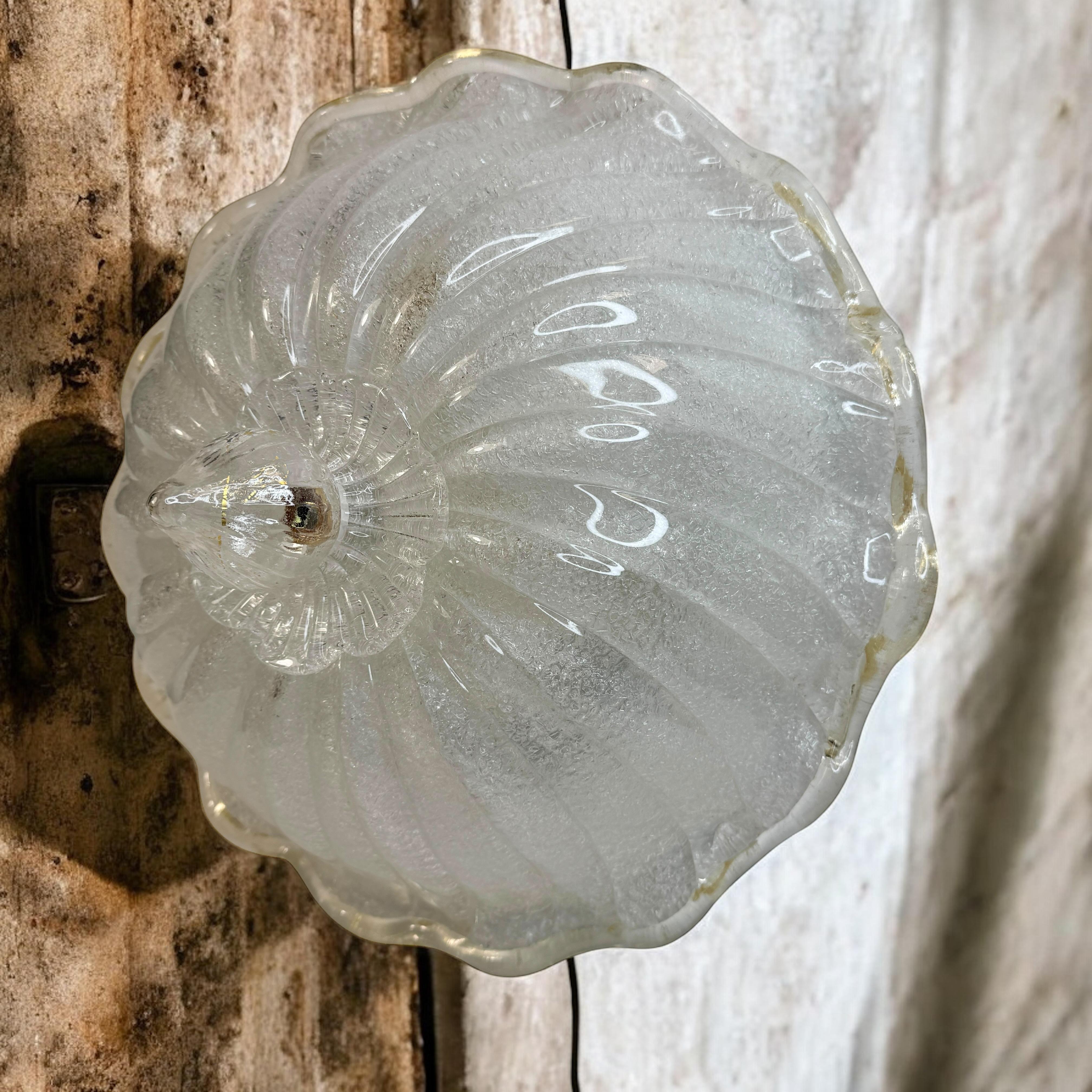 Murano Barovier Toso Style Glass & gold flake Glass Flower Flush Mount, Italy For Sale 11
