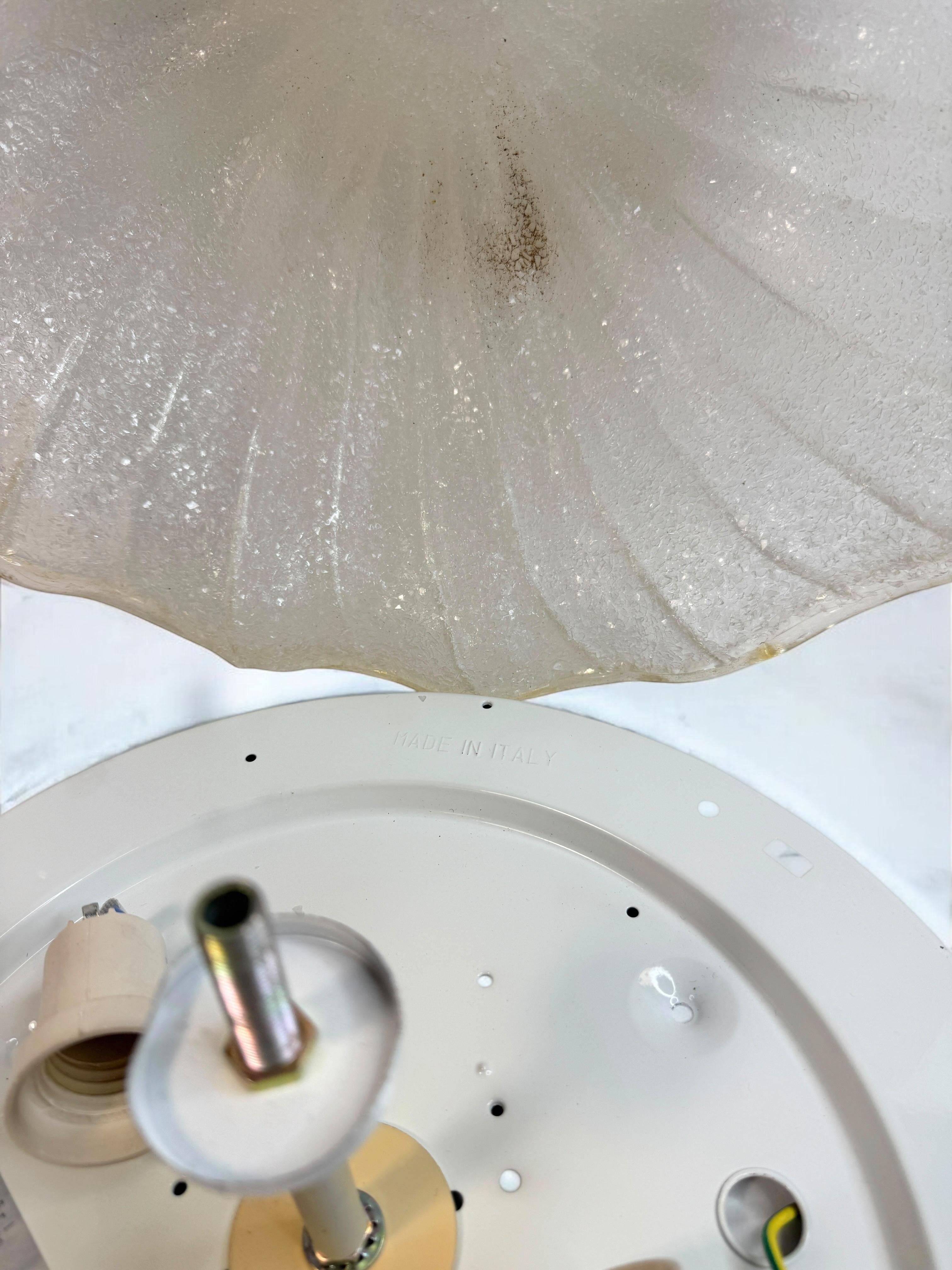 Murano Barovier Toso Style Glass & gold flake Glass Flower Flush Mount, Italy For Sale 13