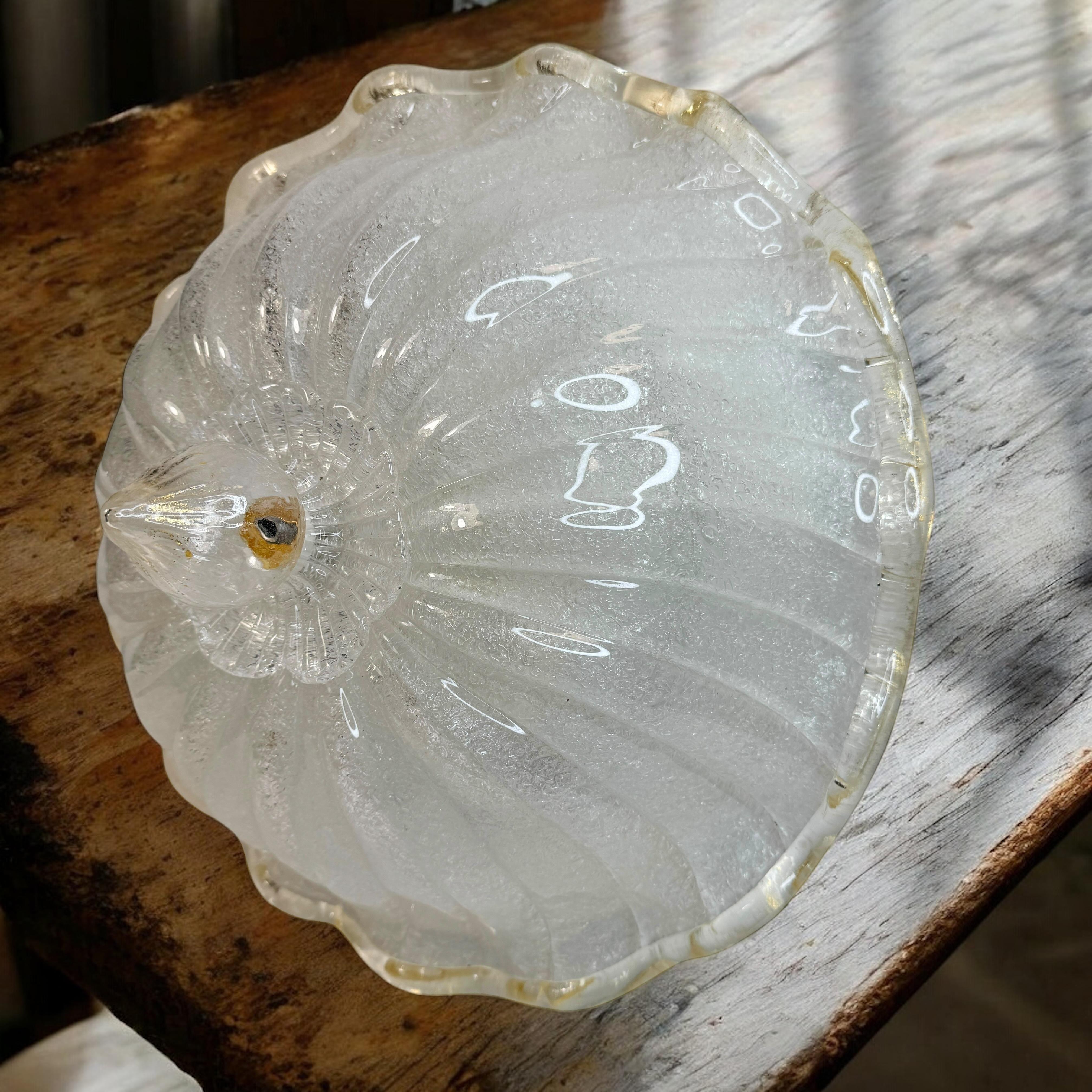 Murano Barovier Estilo Toso Flor de cristal y escamas de oro Flush Mount, Italia Moderno de mediados de siglo en venta