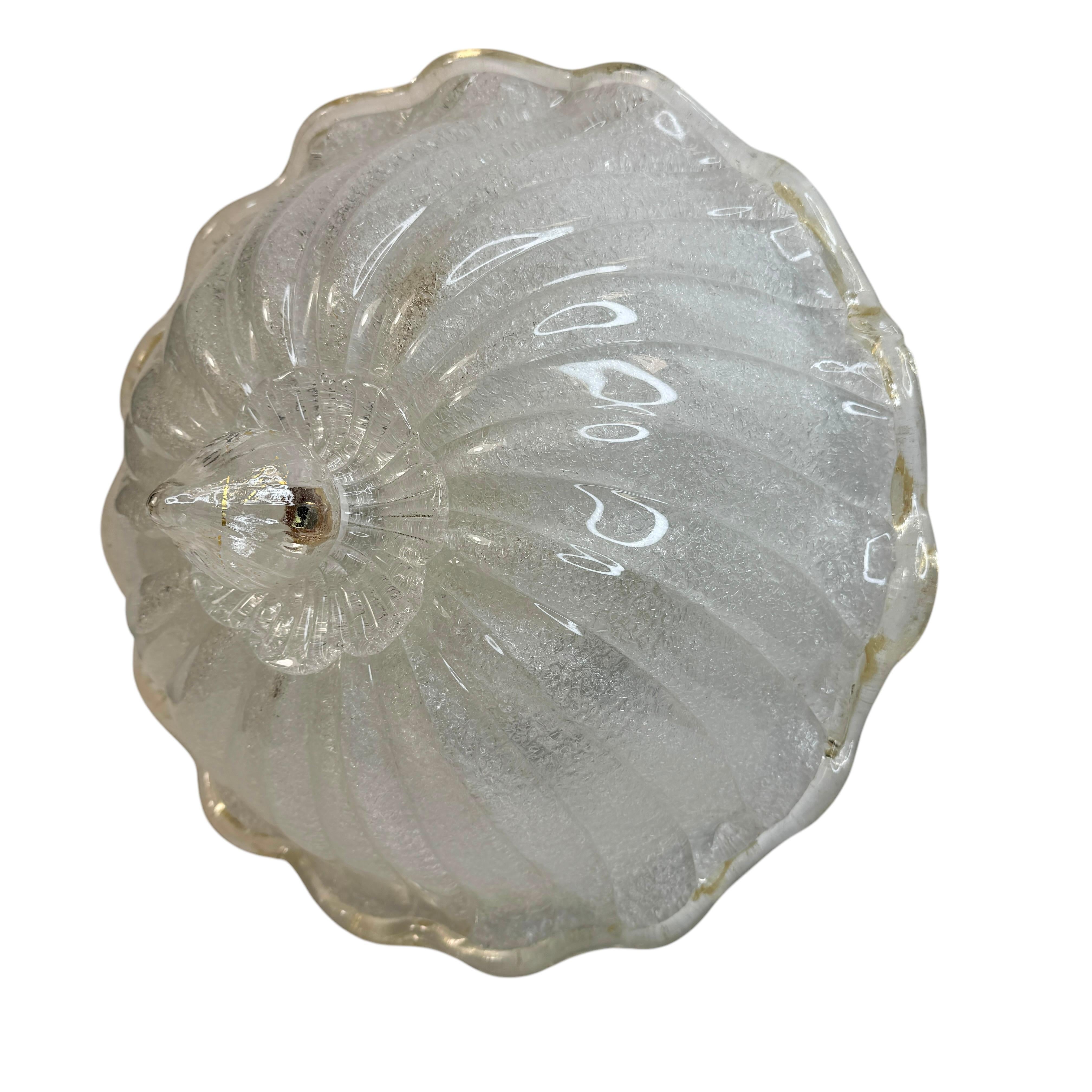 Murano Barovier Toso Style Glass & gold flake Glass Flower Flush Mount, Italy For Sale 2