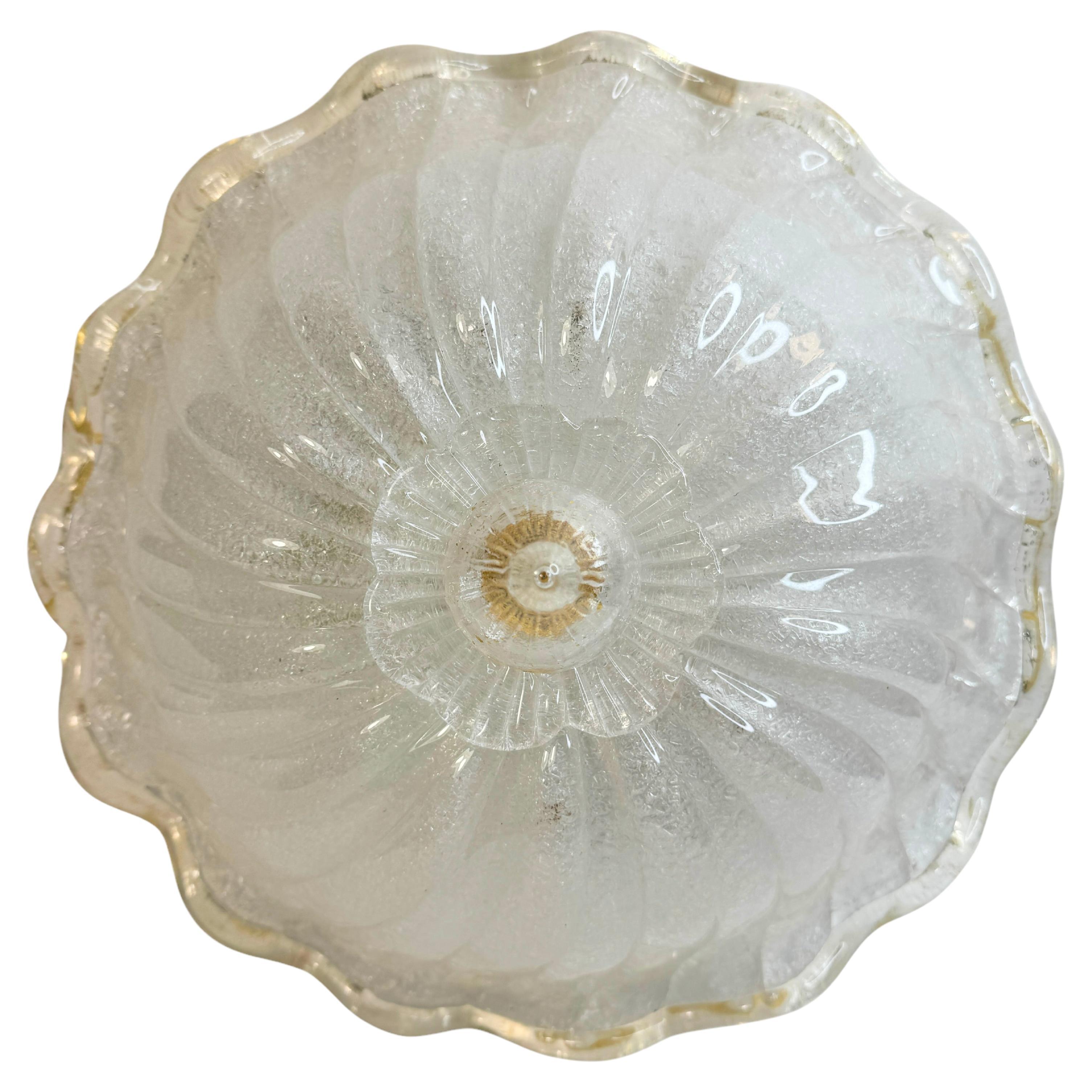 Murano Barovier Toso Stil Glas & Goldflocken Glas Blume Flush Mount, Italien