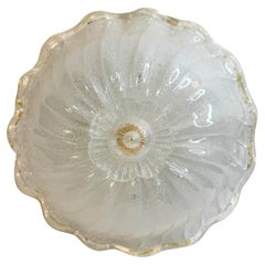 Murano Barovier Toso Stil Glas & Goldflocken Glas Blume Flush Mount, Italien