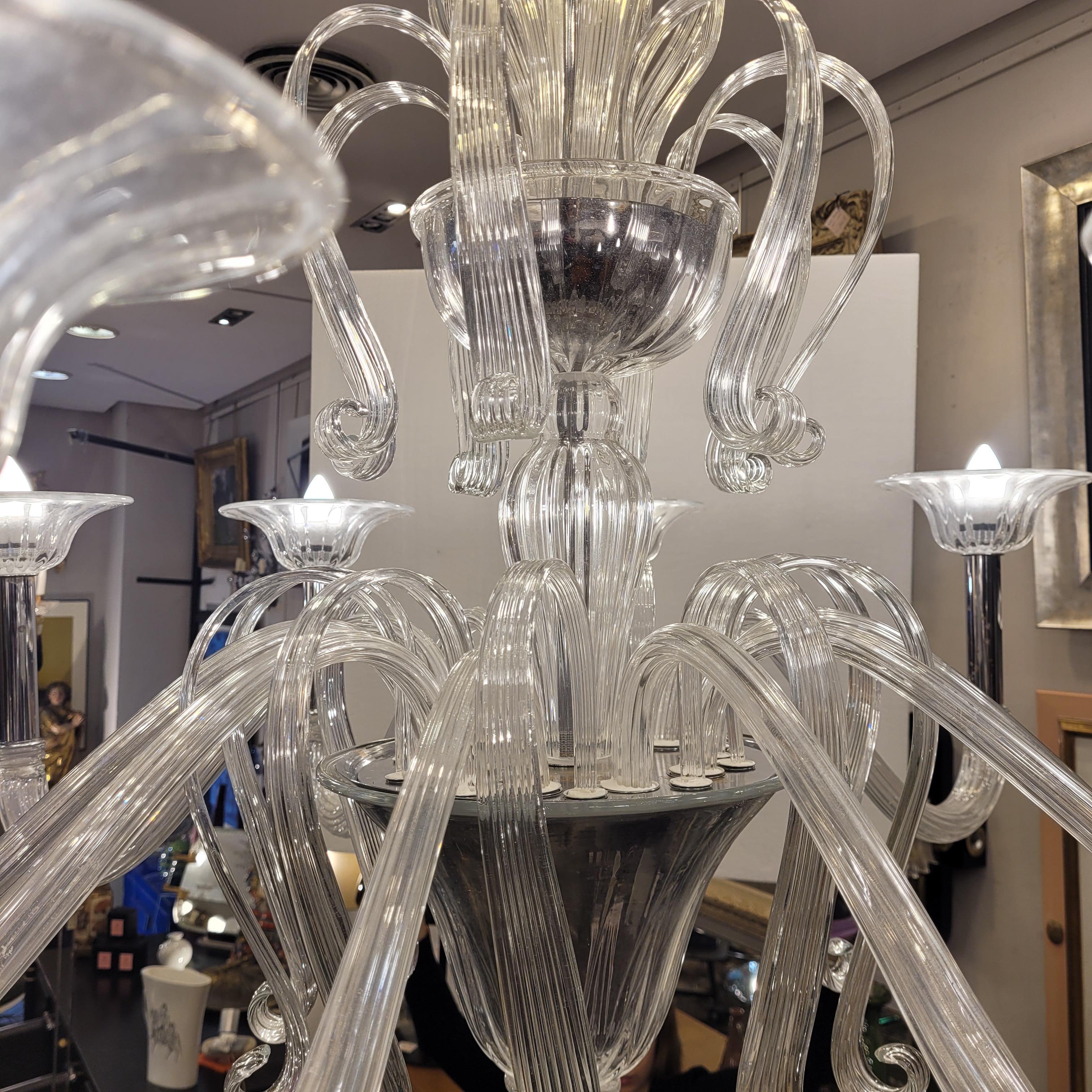 Lampada da soffitto / lampadario bianco Barovier&Toso di Murano, vetro soffiato in vendita 2
