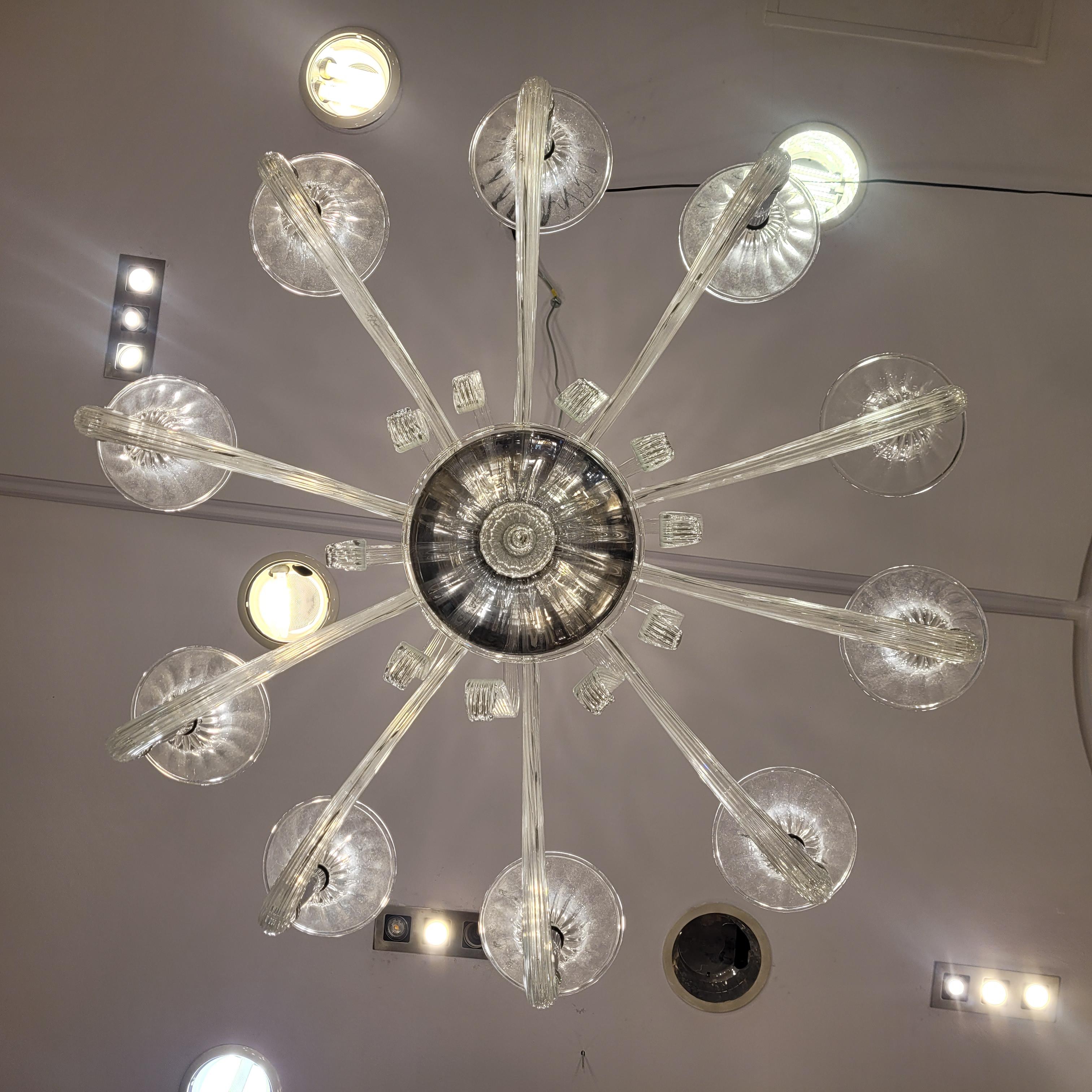 Lampada da soffitto / lampadario bianco Barovier&Toso di Murano, vetro soffiato in vendita 4
