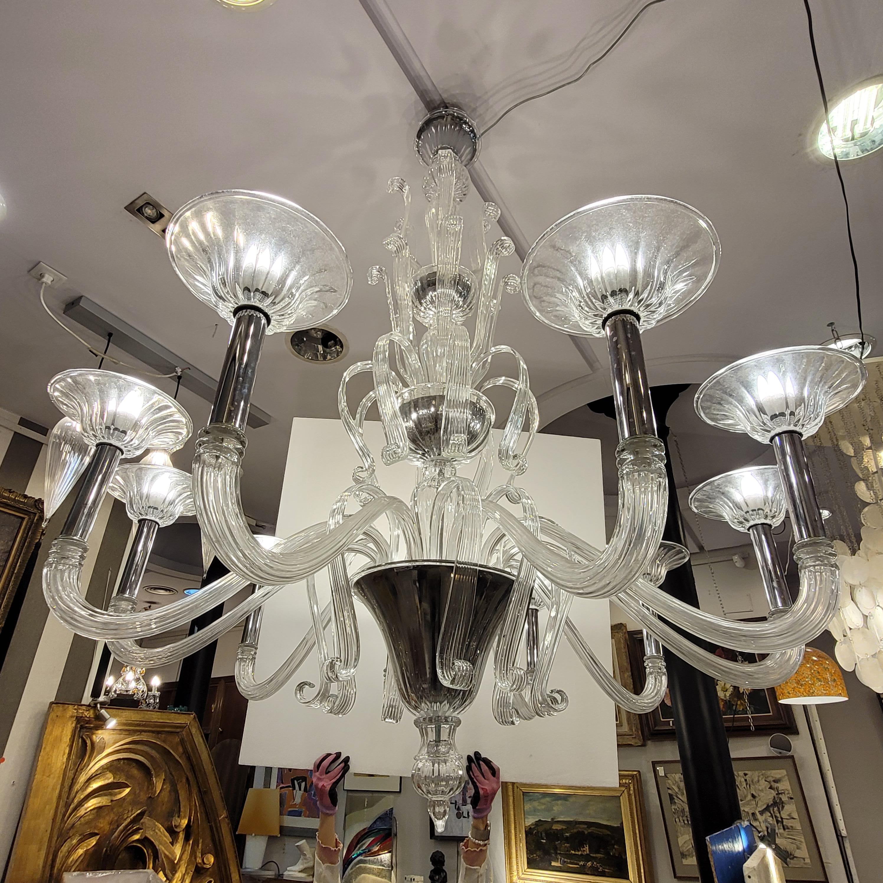 Lampada da soffitto / lampadario bianco Barovier&Toso di Murano, vetro soffiato in vendita 6