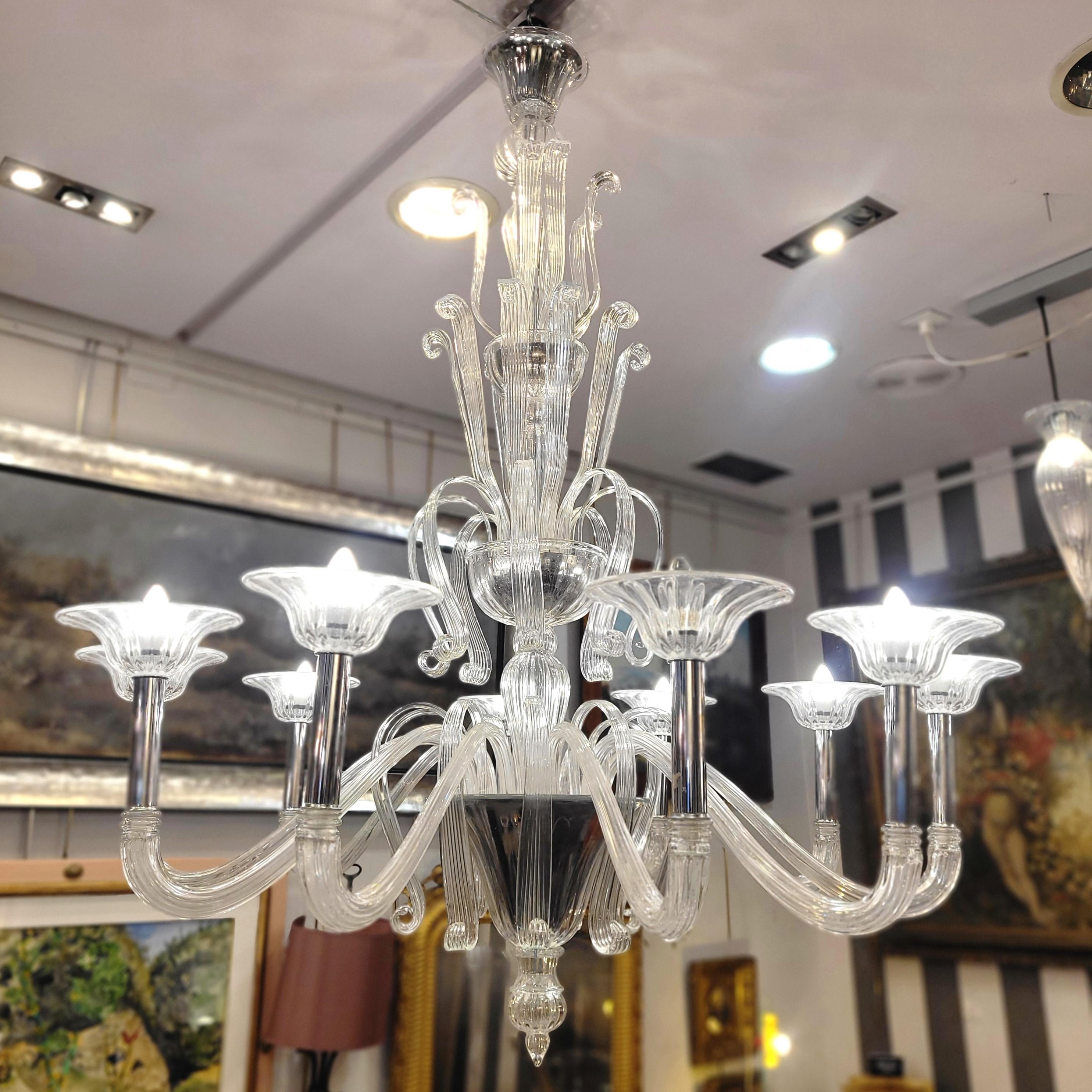 Lampada da soffitto / lampadario bianco Barovier&Toso di Murano, vetro soffiato in vendita 11