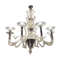 Murano Barovier & Toso white ceiling lamp / chandelier, blown glass