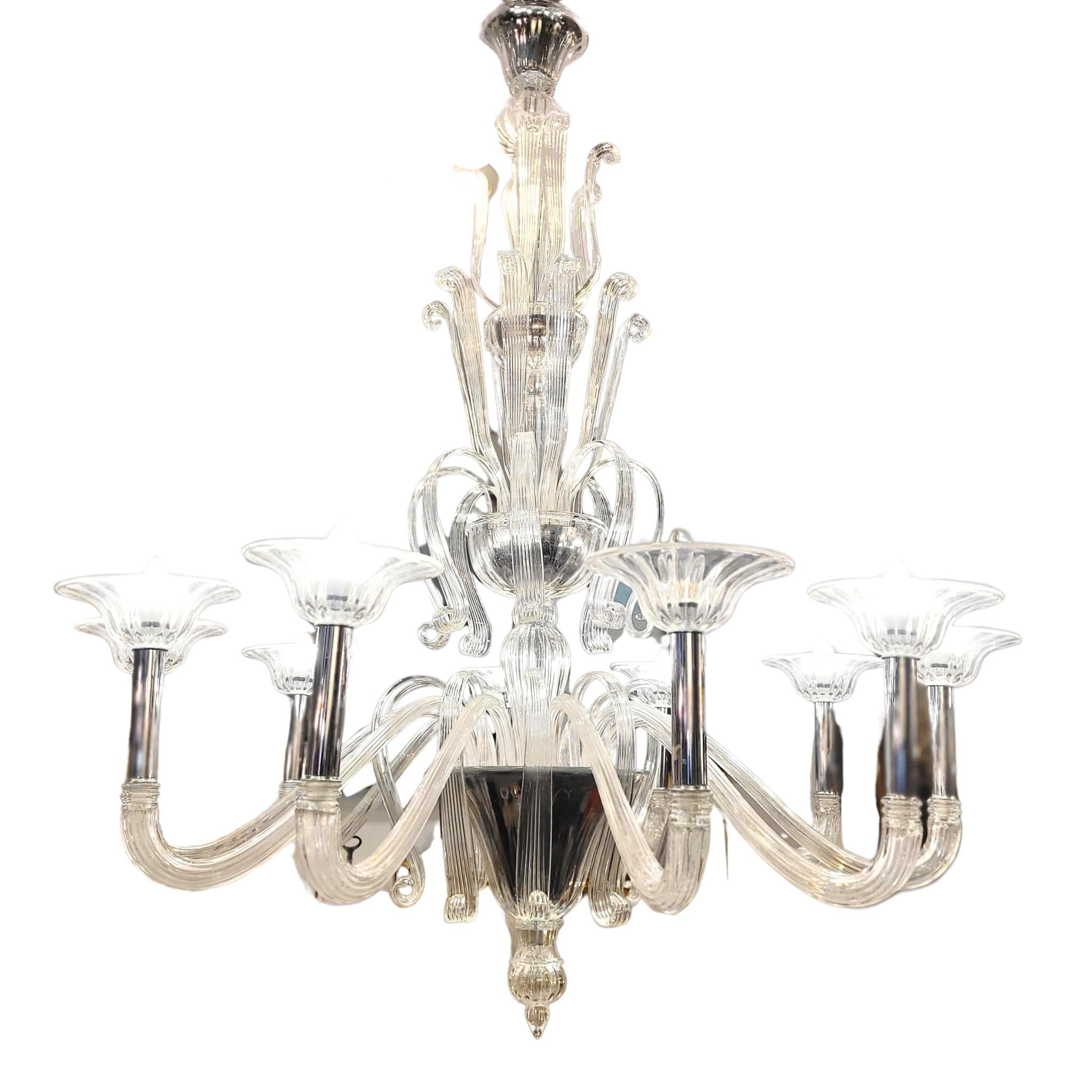 Mid-Century moderno Lampada da soffitto / lampadario bianco Barovier&Toso di Murano, vetro soffiato in vendita