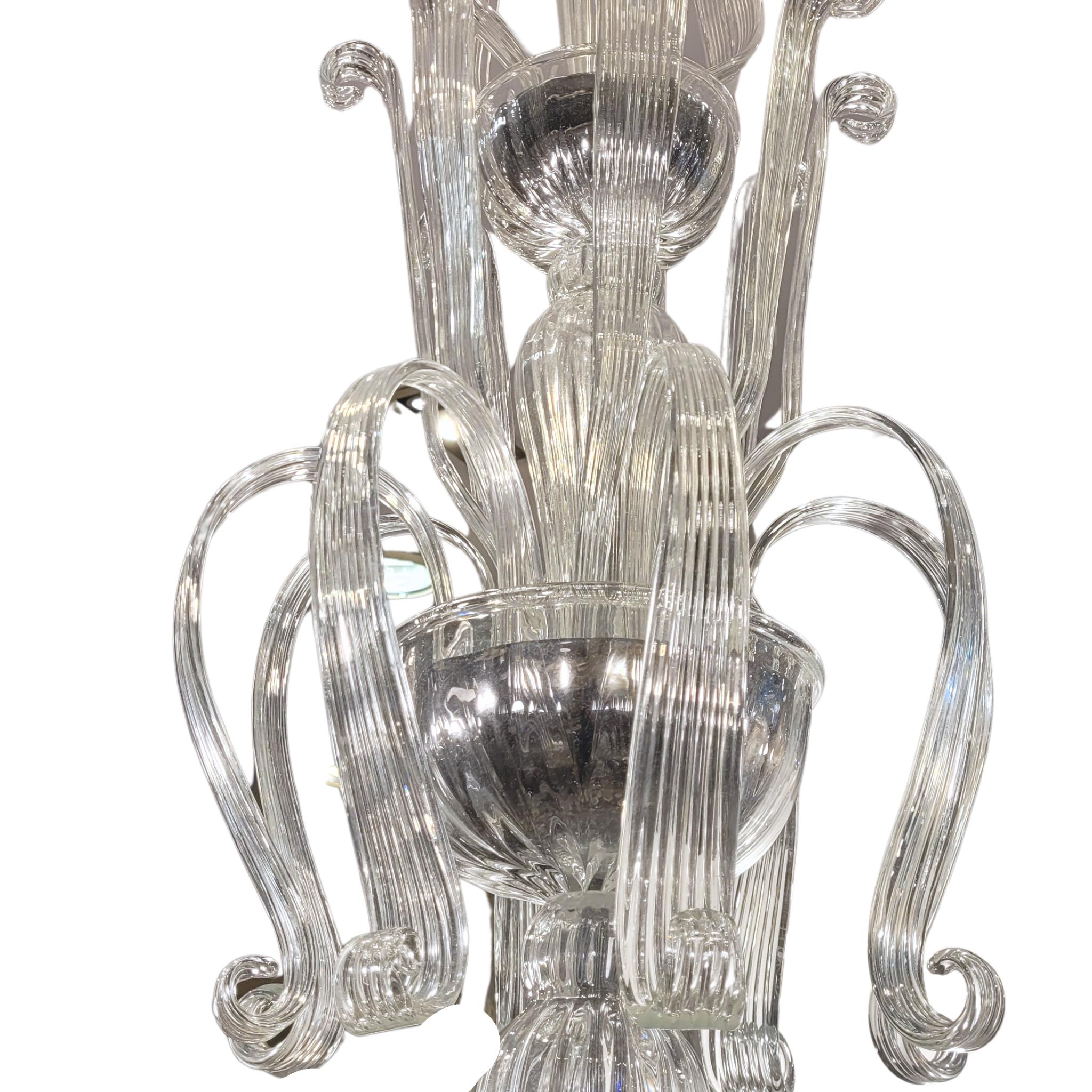Italiano Lampada da soffitto / lampadario bianco Barovier&Toso di Murano, vetro soffiato in vendita