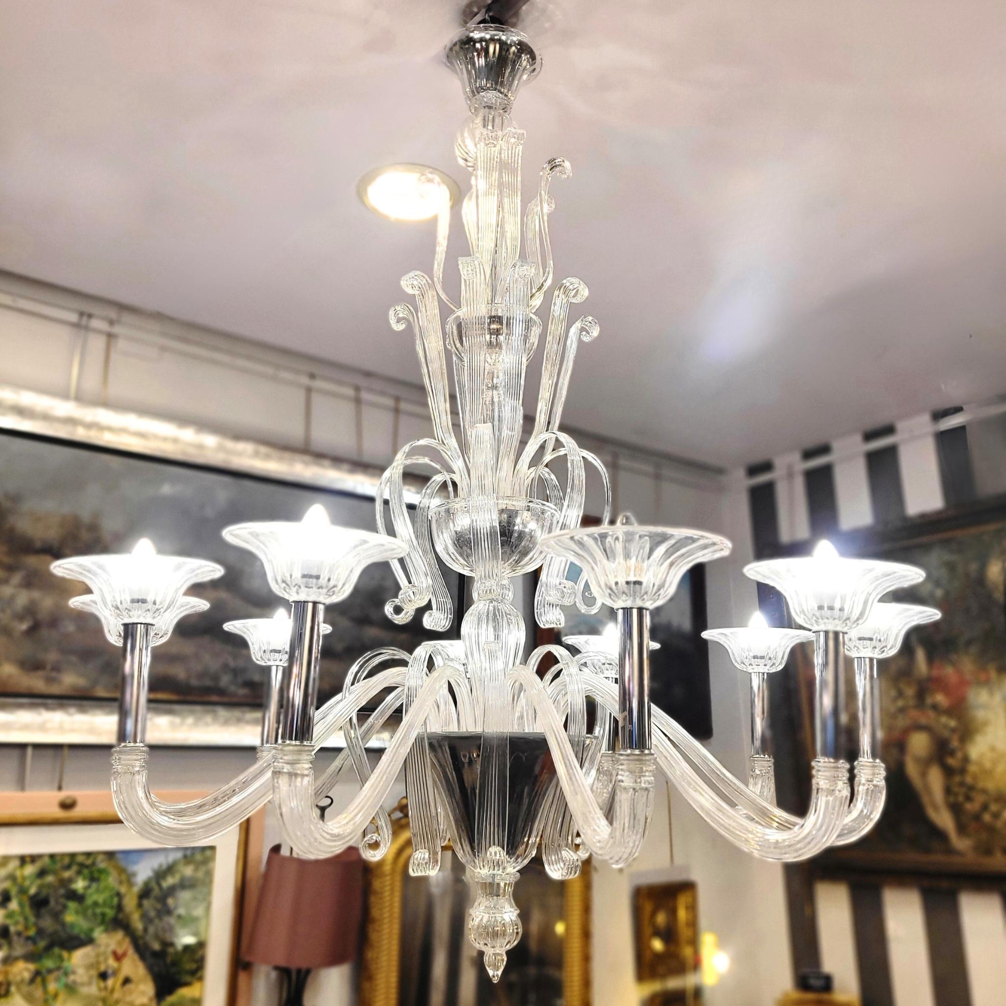 Fatto a mano Lampada da soffitto / lampadario bianco Barovier&Toso di Murano, vetro soffiato in vendita