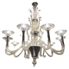 Lámpara de techo / araña blanca Barovier & Toso de Murano, vidrio soplado