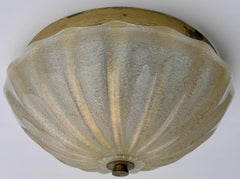 Monture encastrée de Murano Barovier & Tosso, verre plaqué or et bord en laiton, Italie 1955