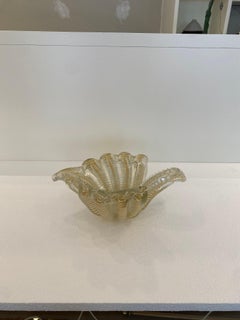 Murano Barovier 'Zebrati' Decor Glass Shell Bowl Hollywood Regency, 1960s