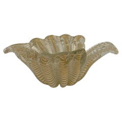 Murano Barovier 'Zebrati' Decor Glass Shell Bowl Hollywood Regency, 1960s