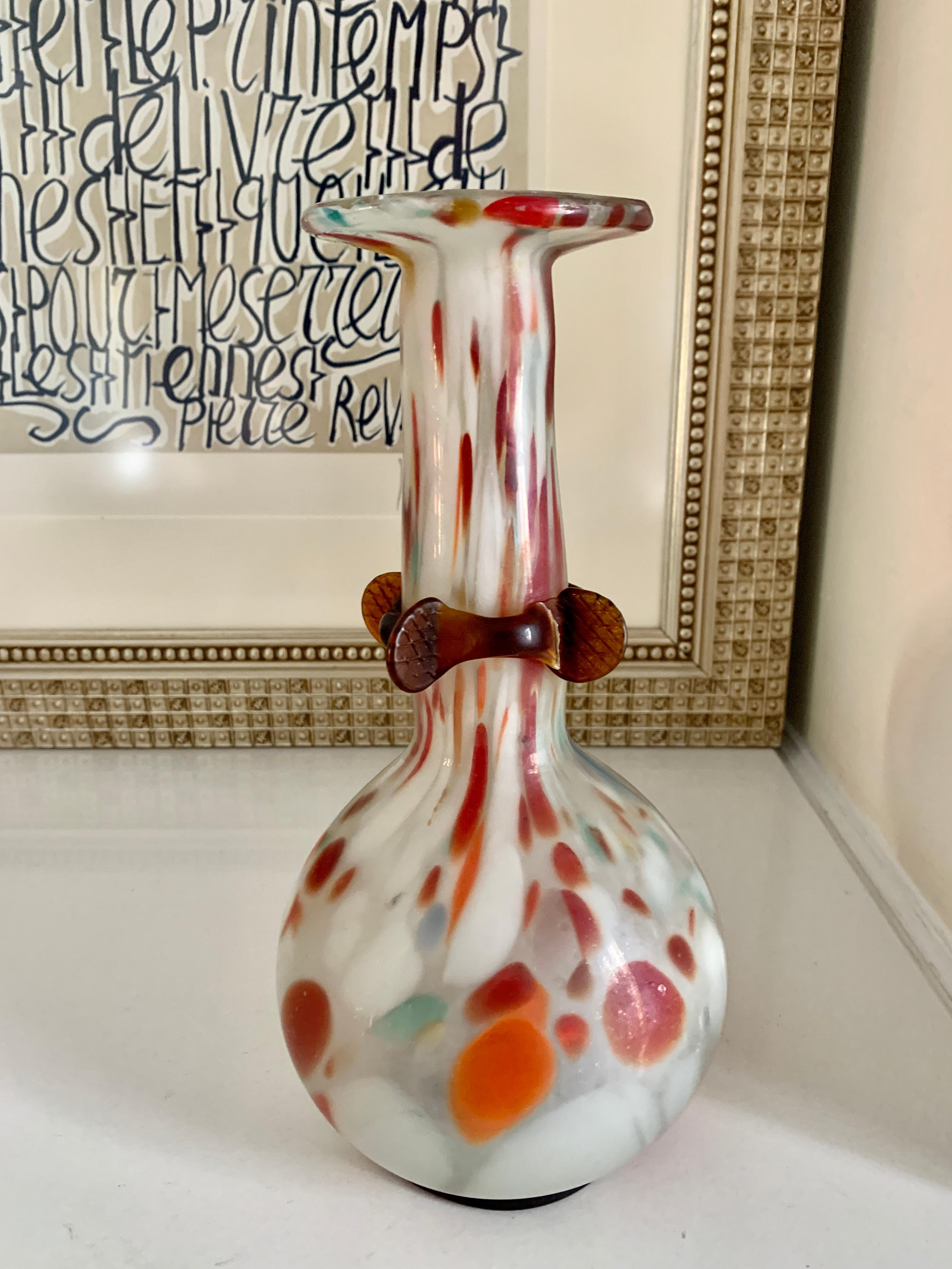 Mid-Century Modern Murano Battuto Glass Vase For Sale