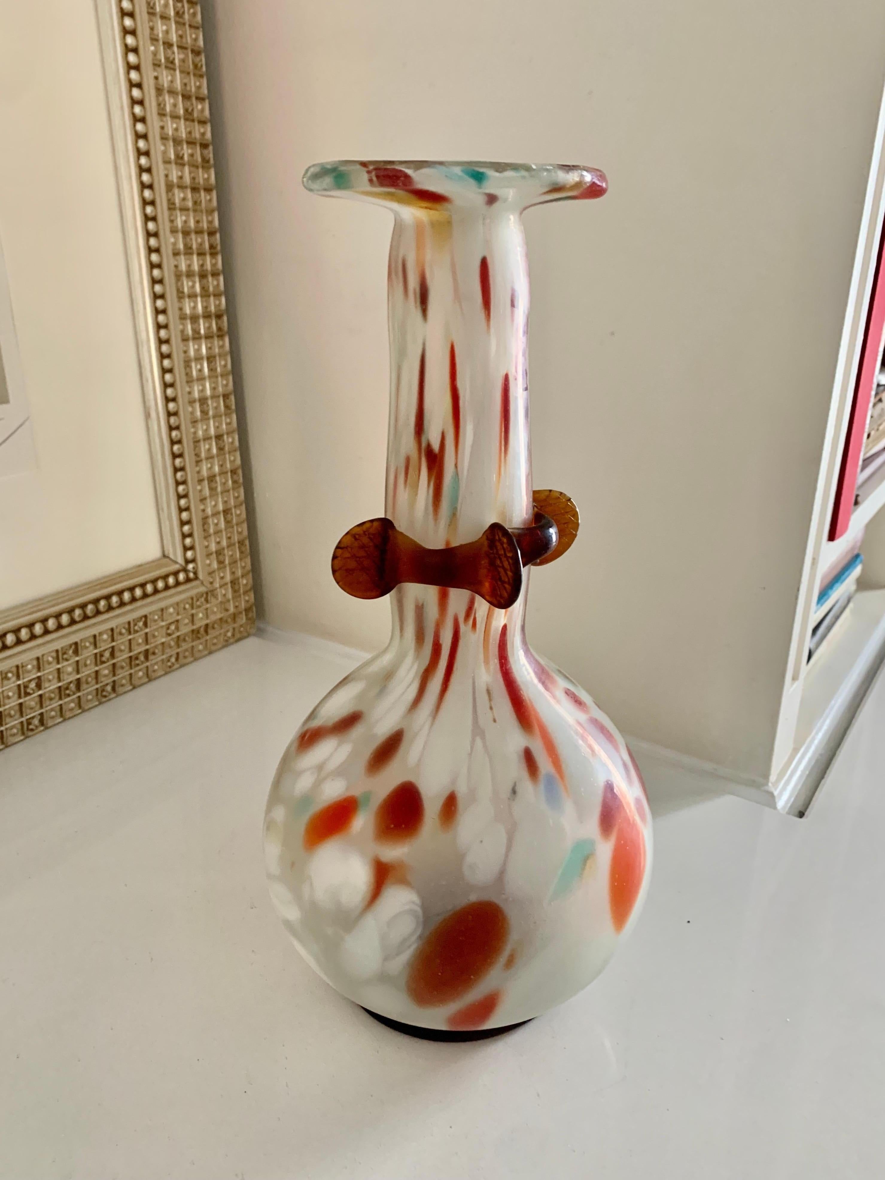 Italian Murano Battuto Glass Vase For Sale