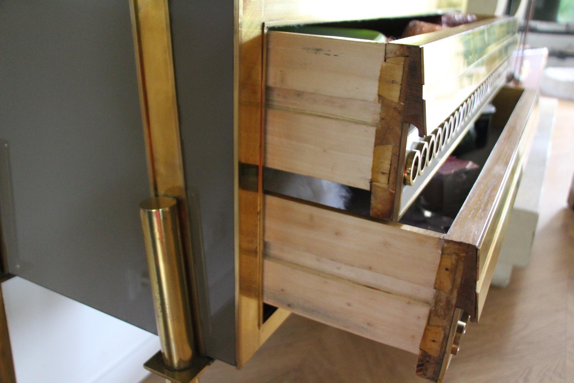 Murano Beige, Grey Tinted Glass Commode, Chest of 2 Drawers For Sale 2